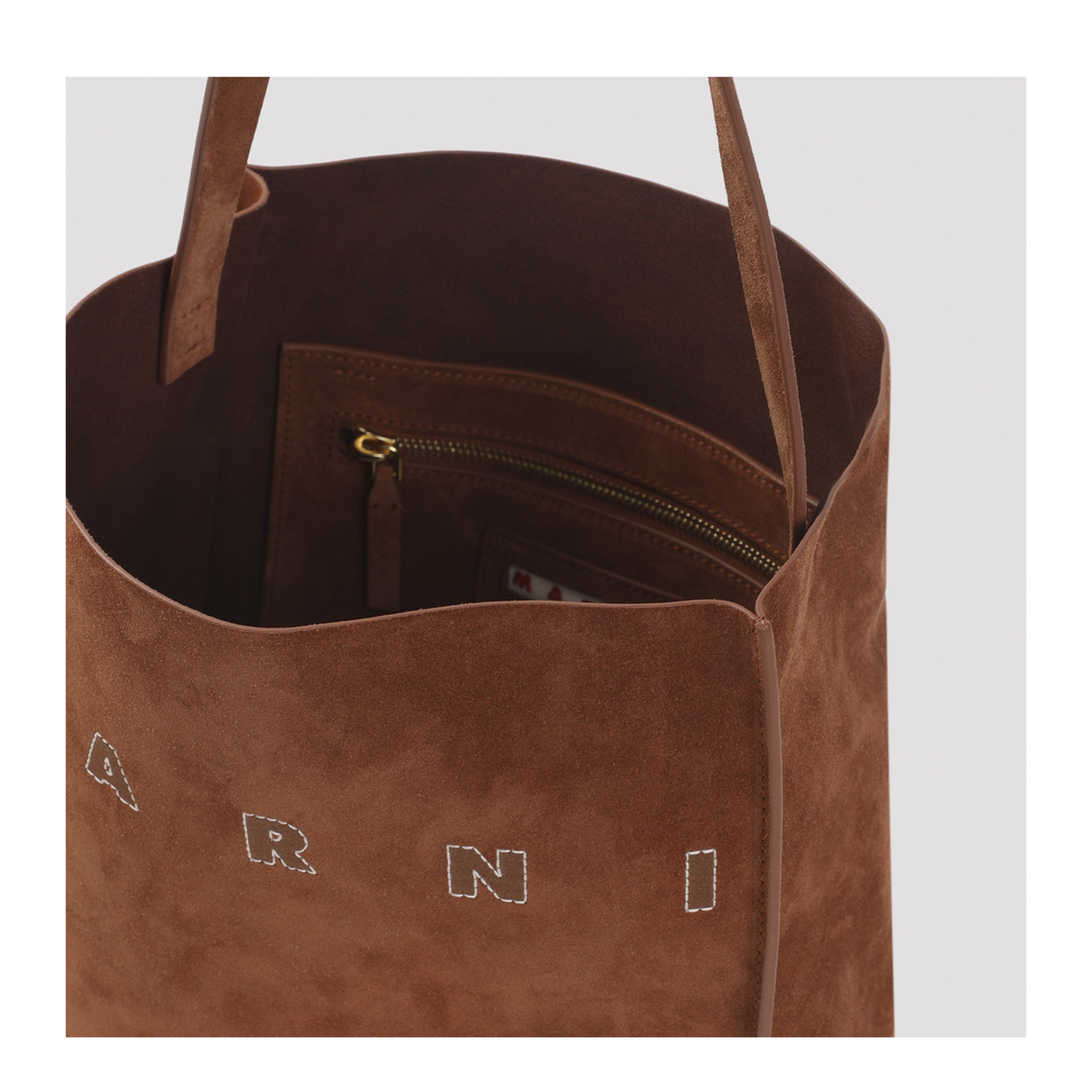 Small Museo Calf Suede Shoulder Bag - Brown - Image 5