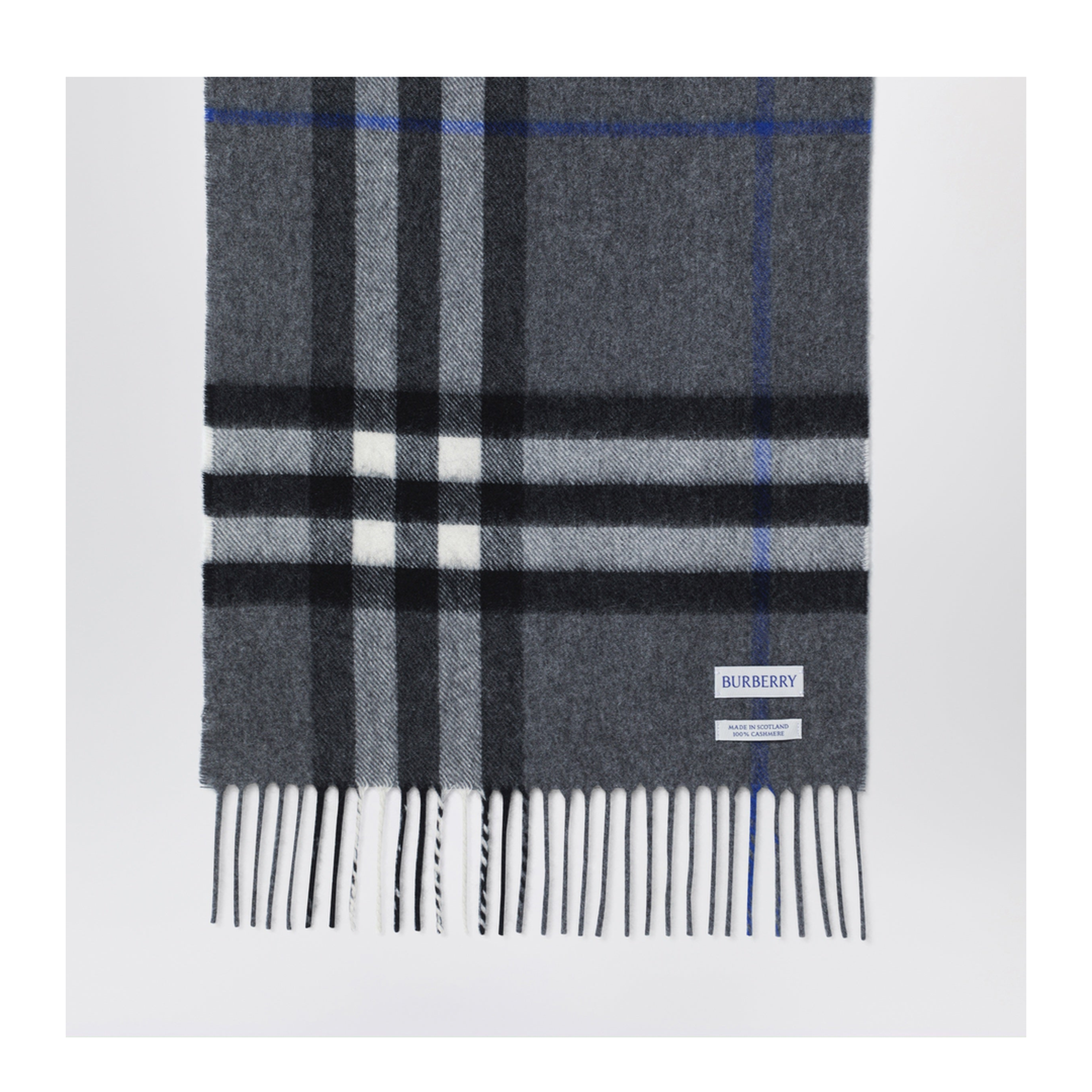 Check Cashmere Scarf in Marlborough Grey - Image 2