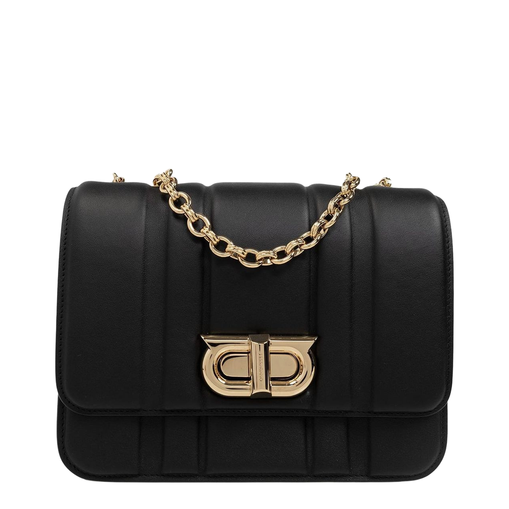 Gancini Medium Leather Shoulder Bag in Black - Image 1