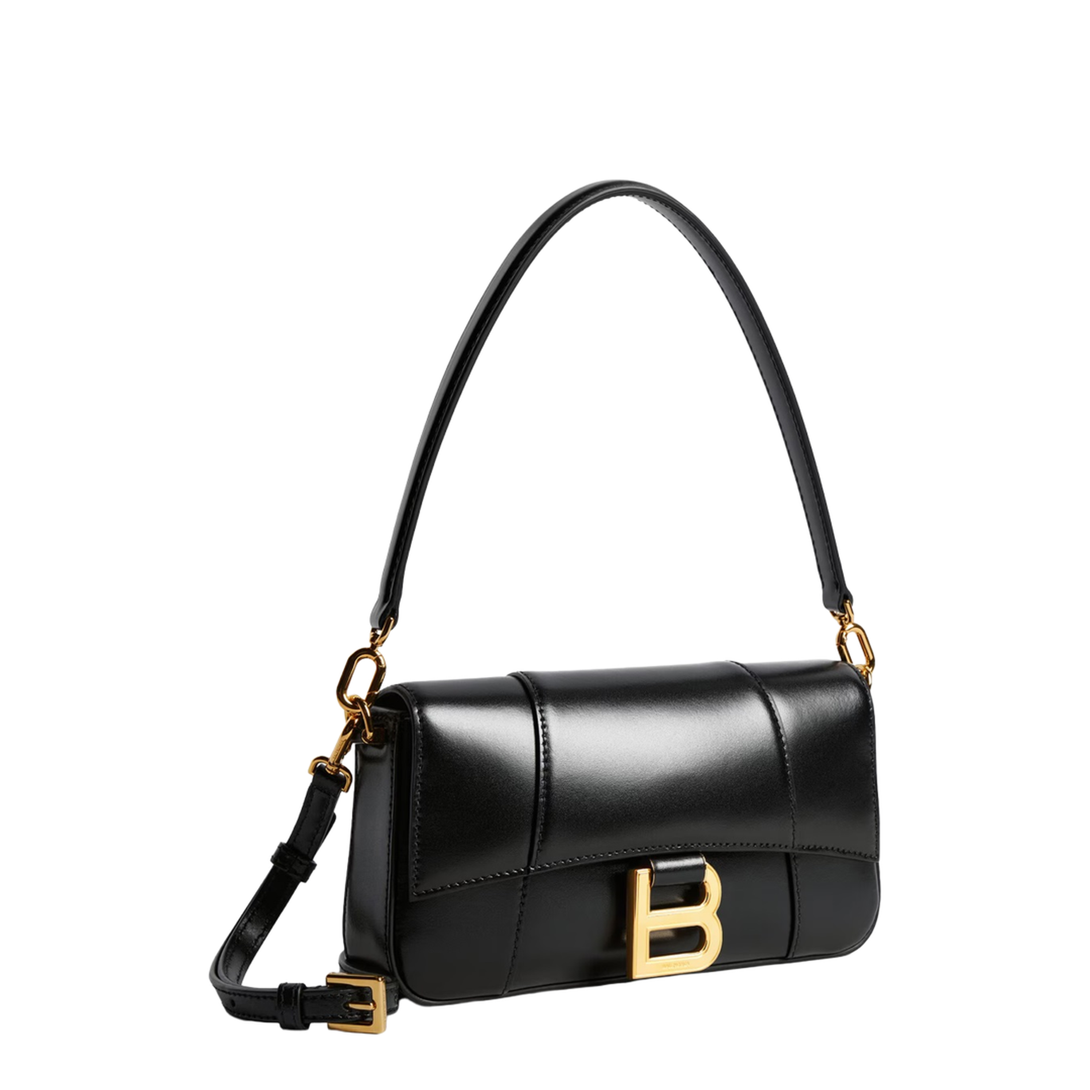 Hourglass Small Calfskin Shoulder Bag - Black - Image 4