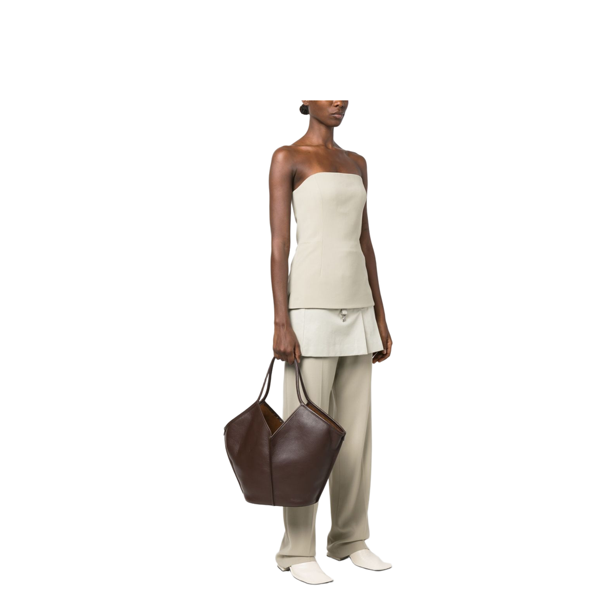 Calella Distressed Leather Tote Bag - Dark Brown - Image 5