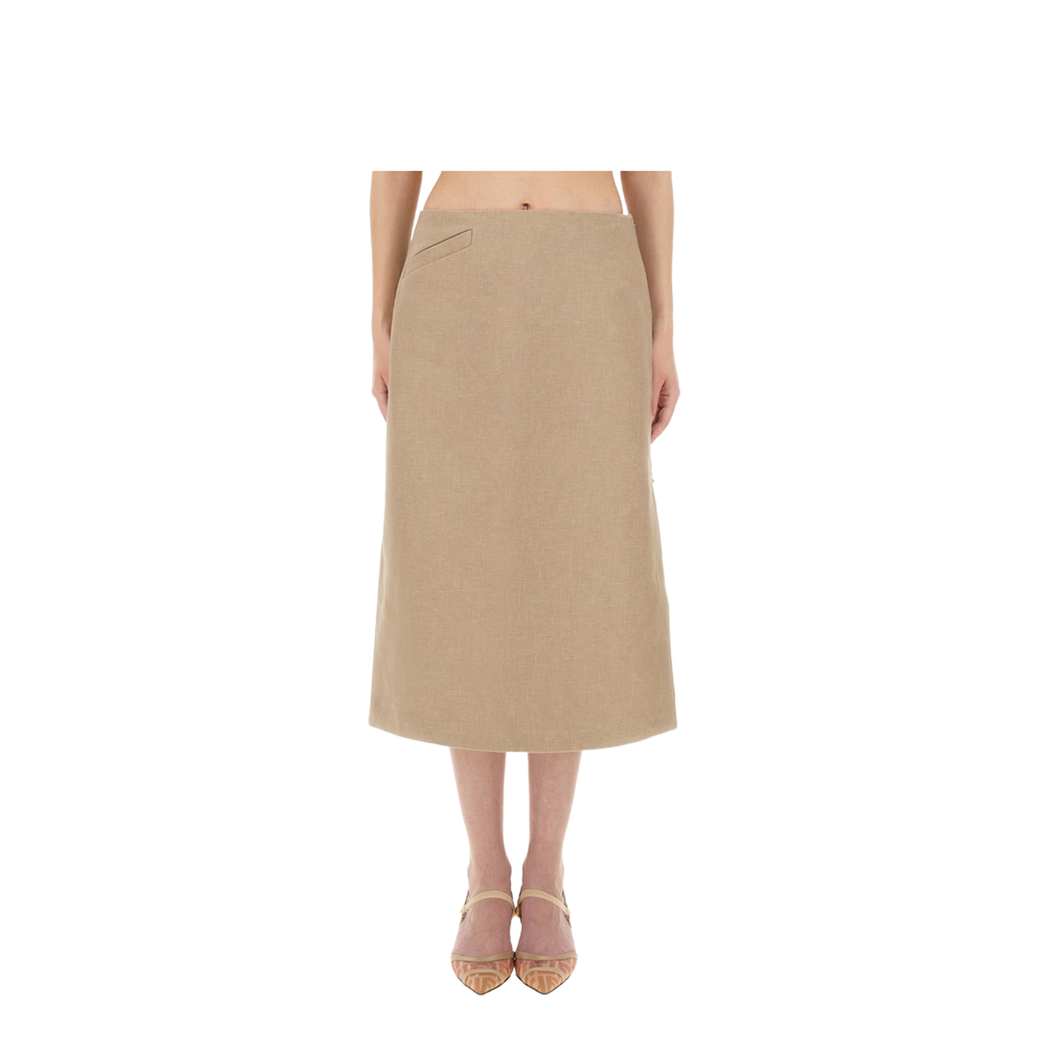 Linen Beige Longuette Skirt - Image 1