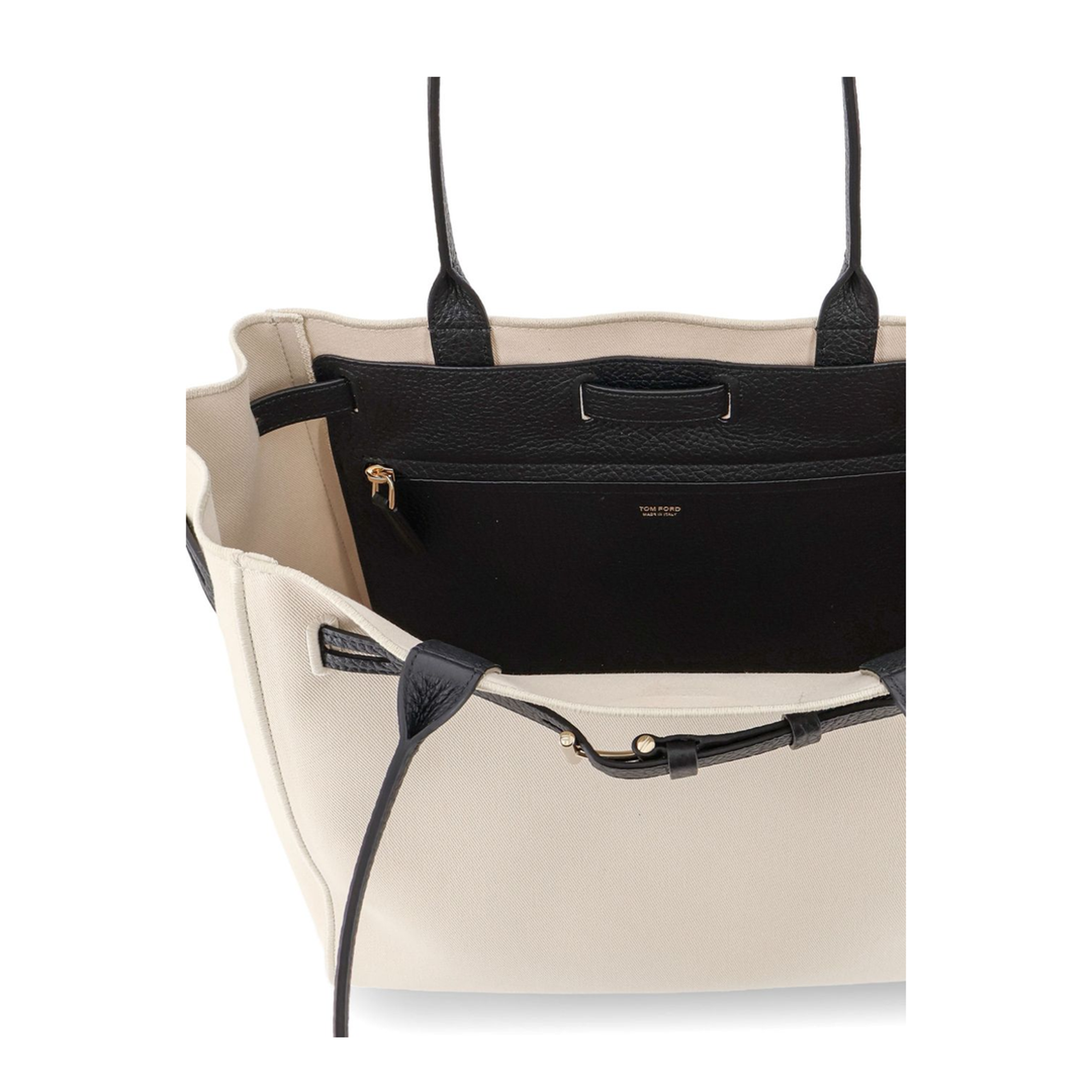 Audrey Medium Canvas Tote - Ecru/Black - Image 3