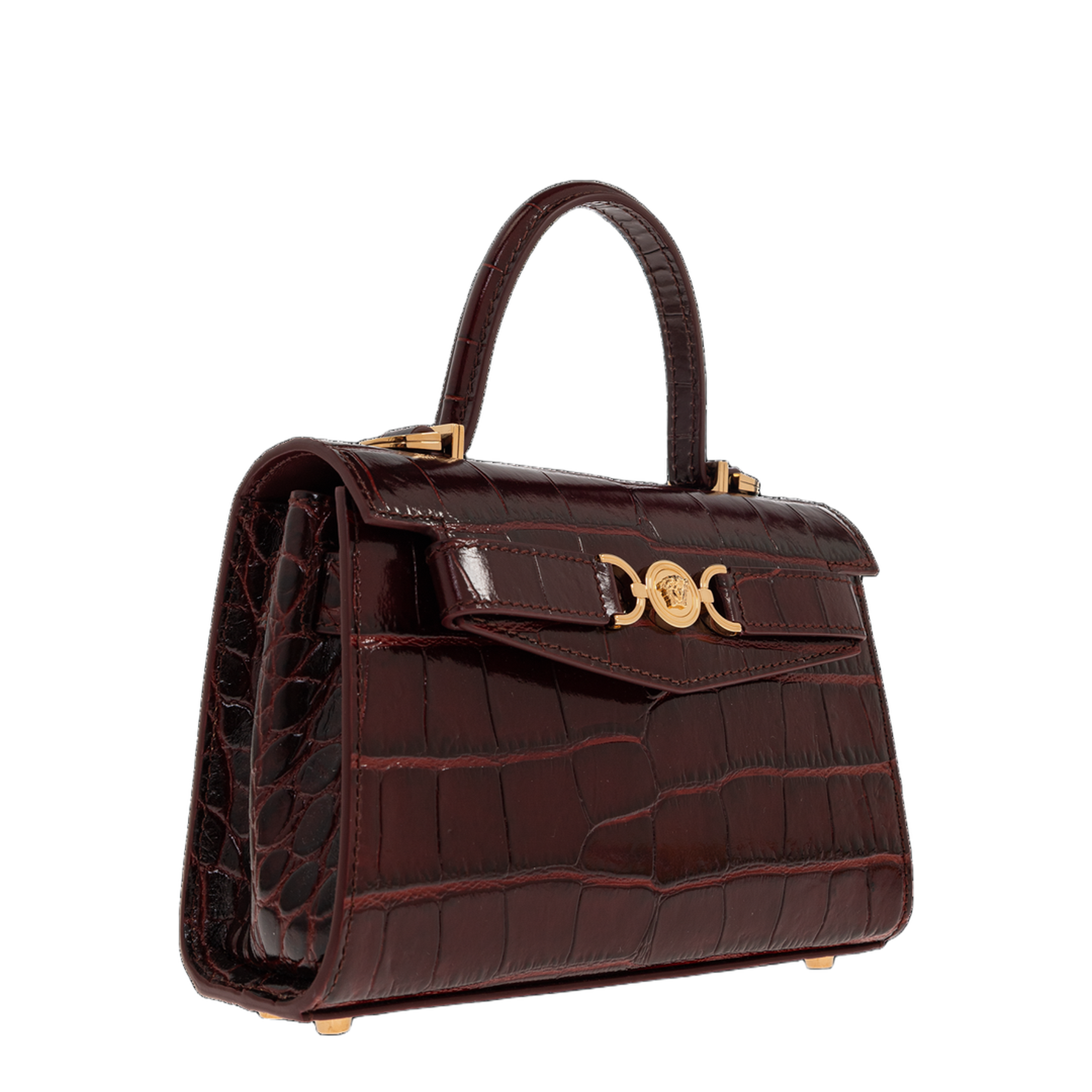 Medusa ’95 Small Croc-Effect Top-Handle Bag - Burgundy - Image 4