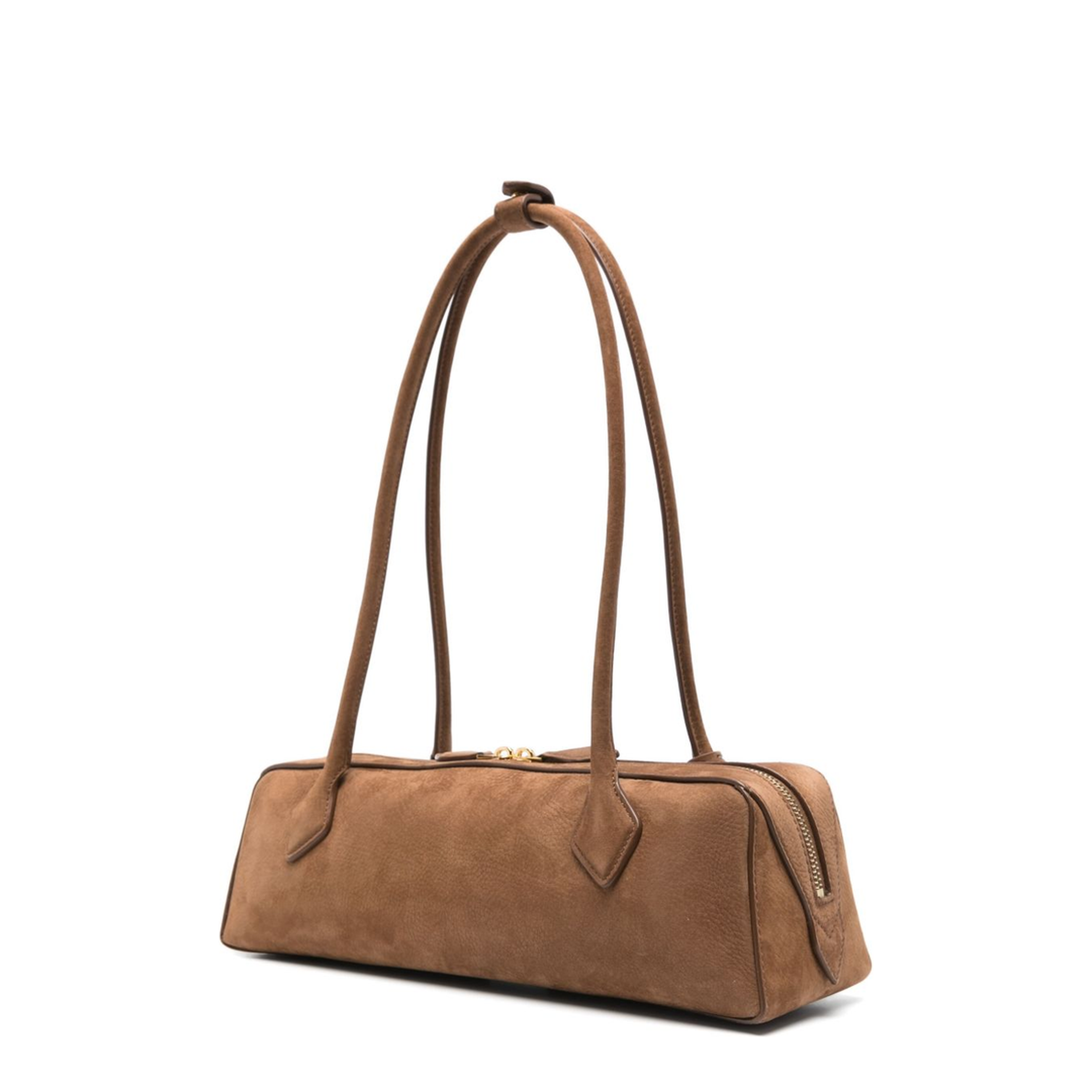 Le Teckel Medium Suede Shoulder Bag - Terre d'ombre / Foliage brown - Image 3