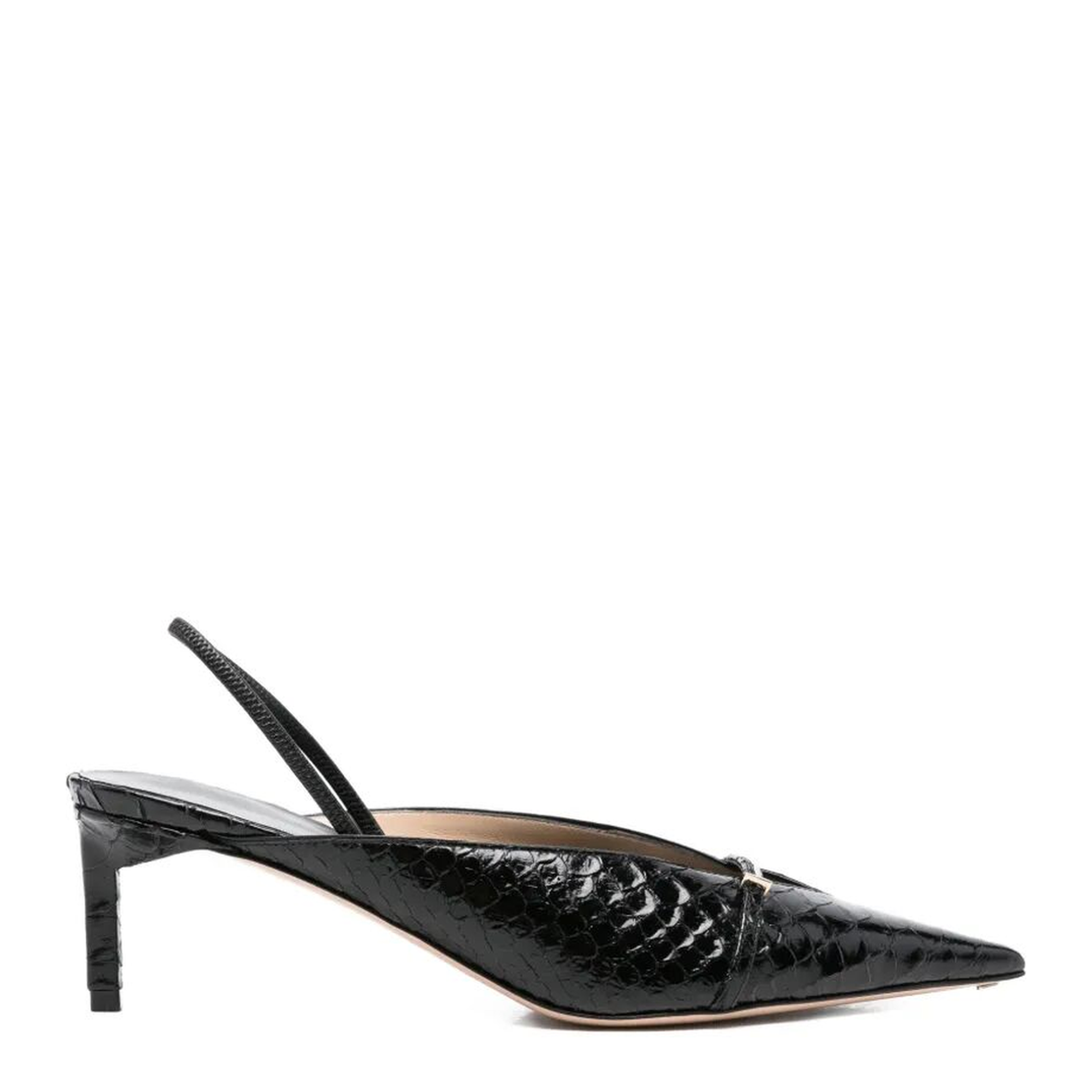 Julienne Semi Shiny Python-Effect Leather Slingback Pumps - Image 1