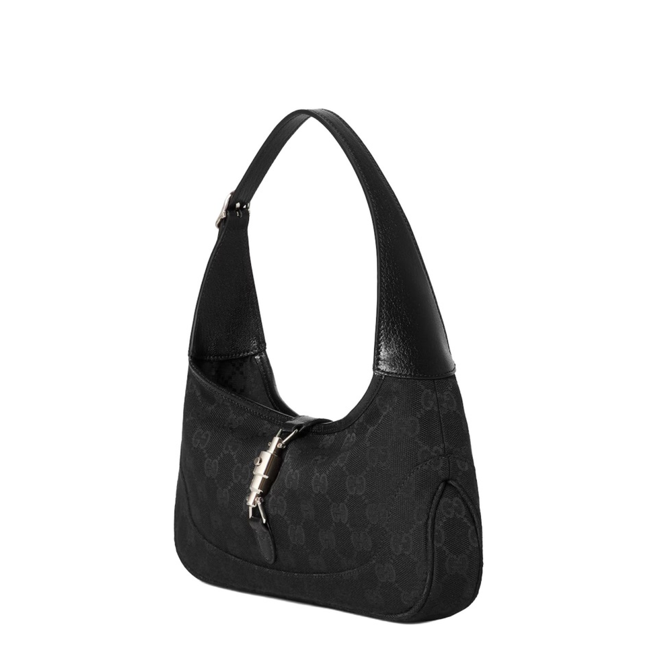 Jackie Slim Medium Canvas Shoulder Bag - Black - Image 4