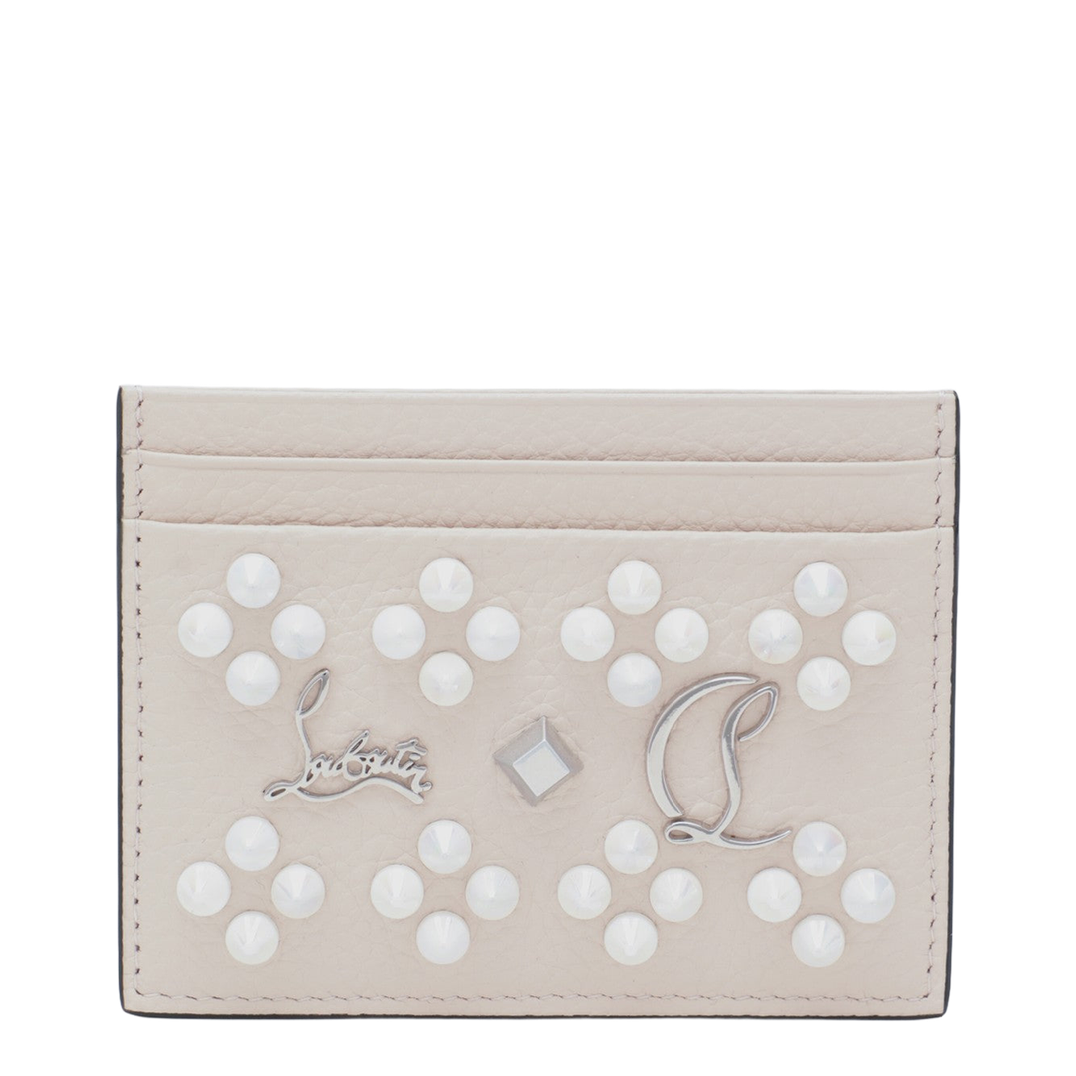 Kios Card Holder in Grained Calfskin and Spikes - Image 1