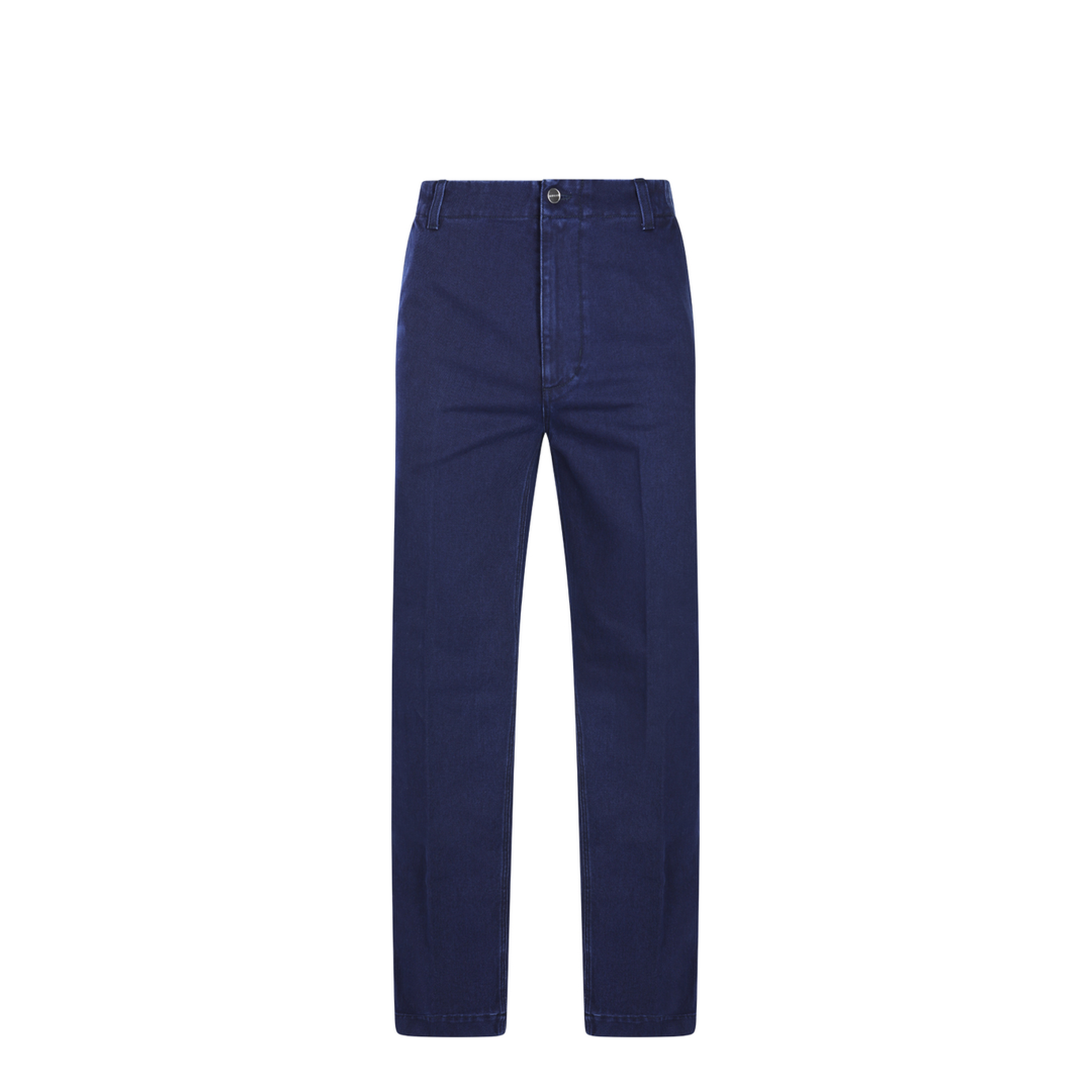 Washed Denim Pant with Embossed Label in Dark Blue - Image 1