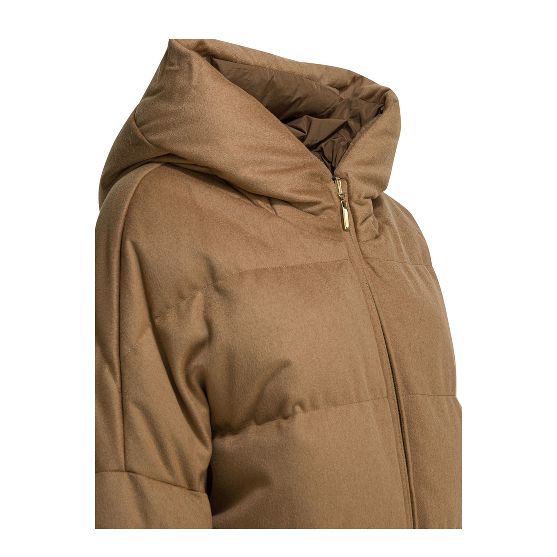 Short Down Jacket In Camel Wool - Image 5