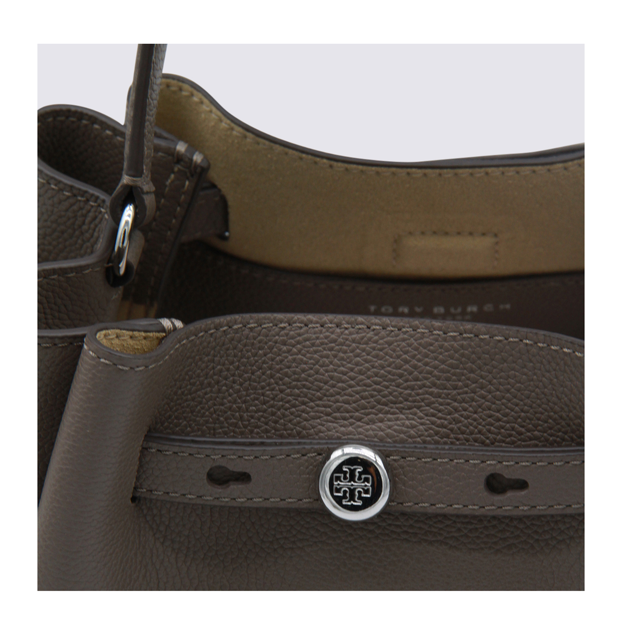 Romy Pebbled Leather Bucket Bag - Soft Cement - Image 8