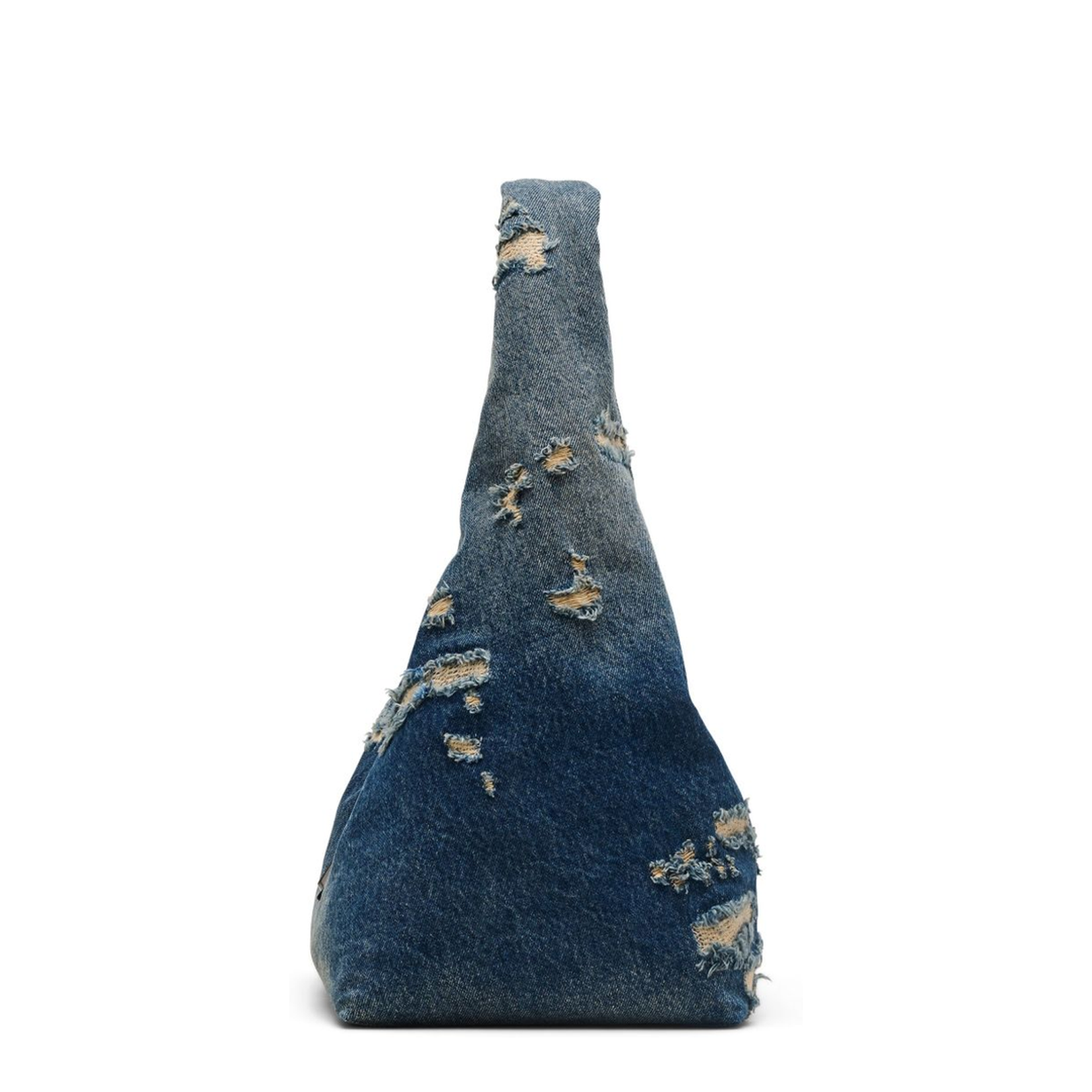 Indigo Blue Cotton Ripped Detailing Shoulder Bag - Image 3