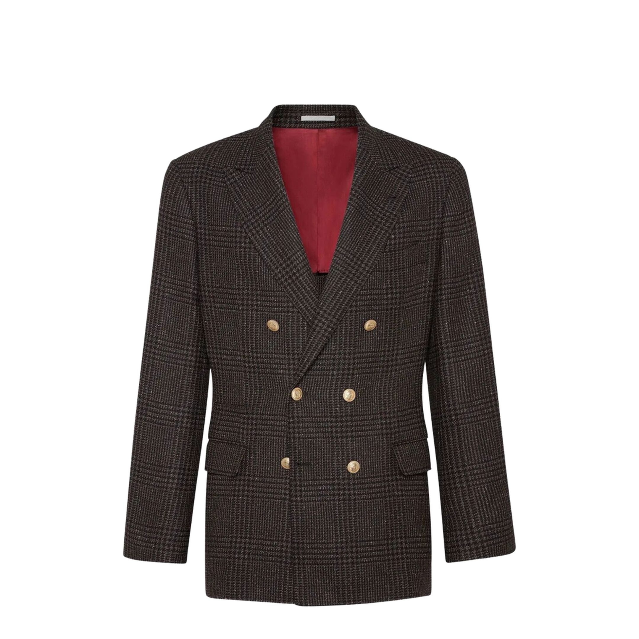 Prince of Wales One-and-a-Half Breasted Blazer with Metal Buttons - Image 1