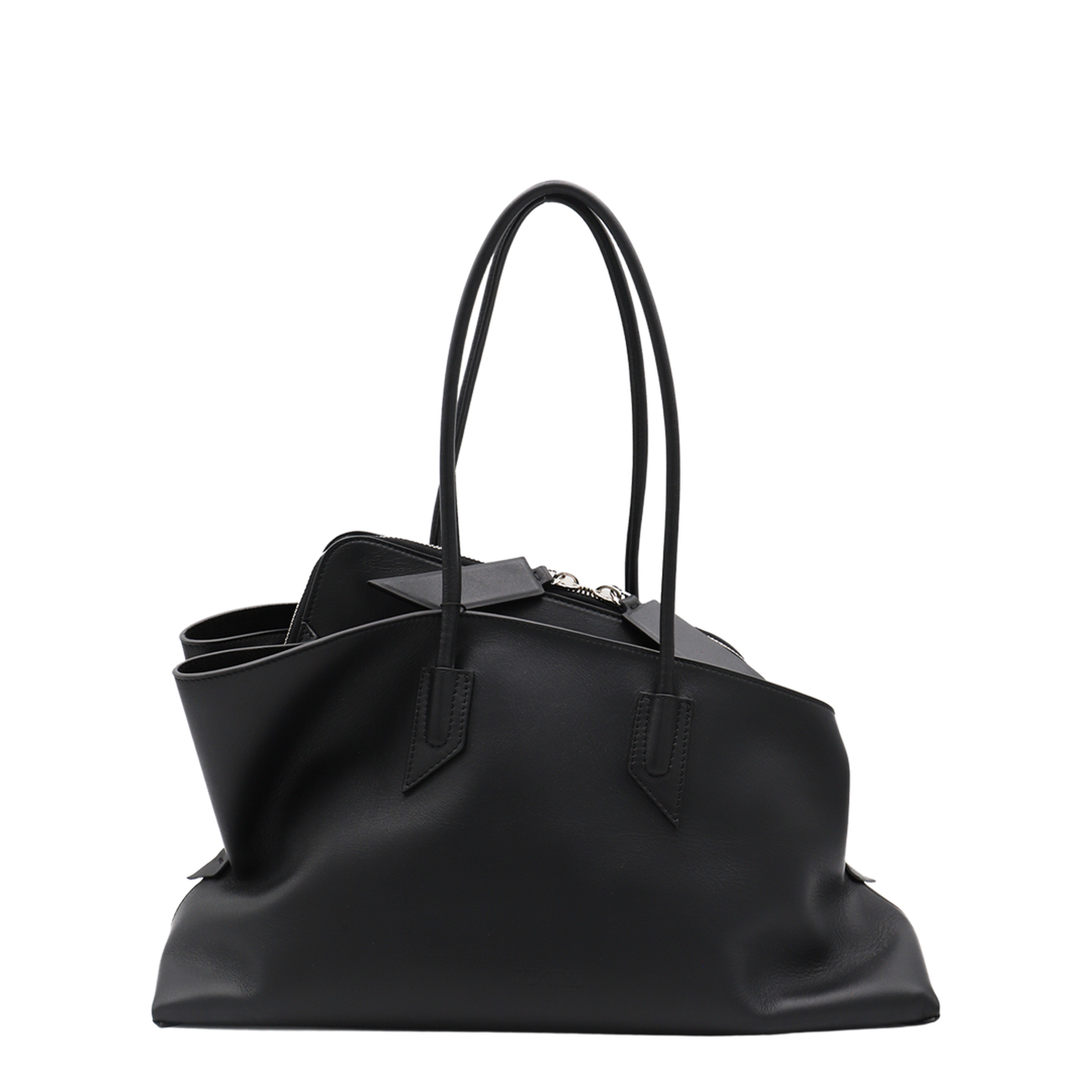 La Passeggiata Medium Calf Leather Top Handle Bag - Black - Image 2