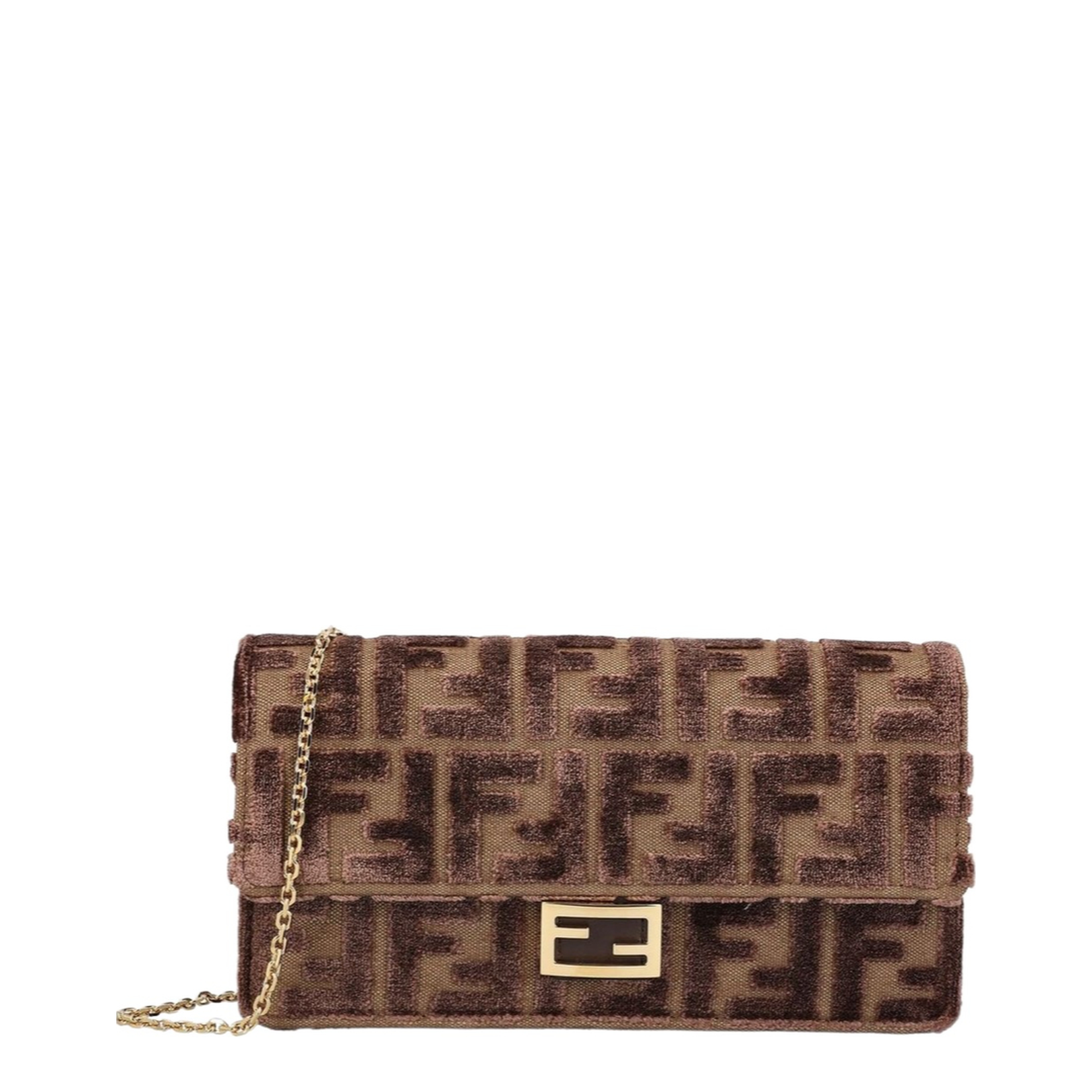 Brown Crossbody Bag with All-Over FF Motif - Image 1