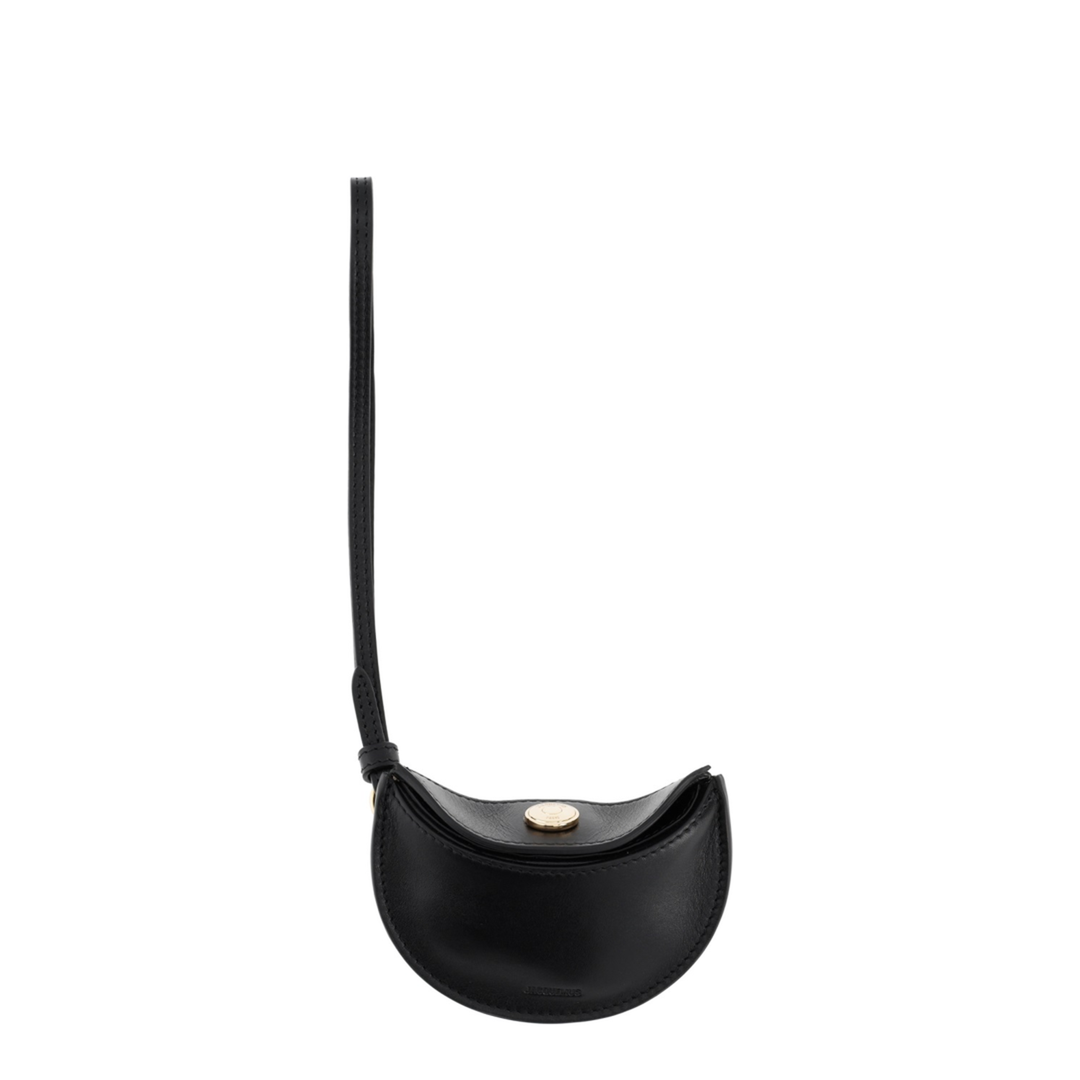 Jacquemus The Calisso Half-Moon Wallet (Le Porte Ovalo Charm) in Black Smooth Leather - Image 1