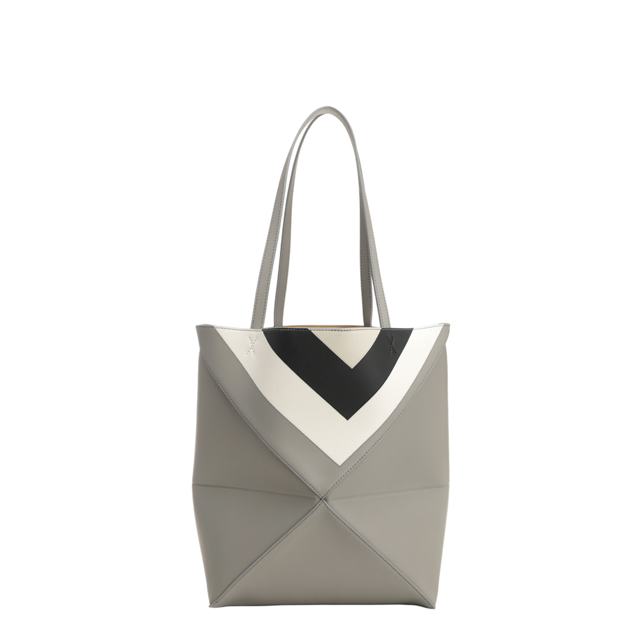 Puzzle Fold Medium Calfskin Tote Bags - Grey Light Ghost - Image 3