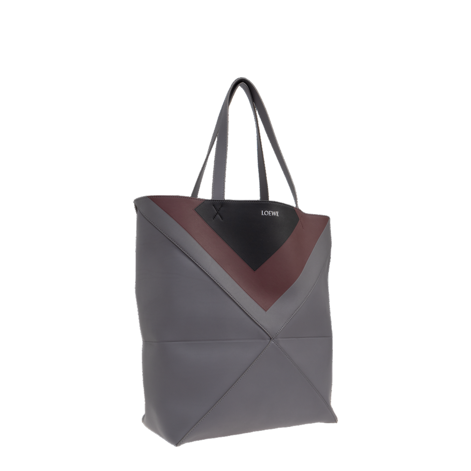 Puzzle Fold Leather Tote Bags - Ardesia/Deep Ruby - Image 4