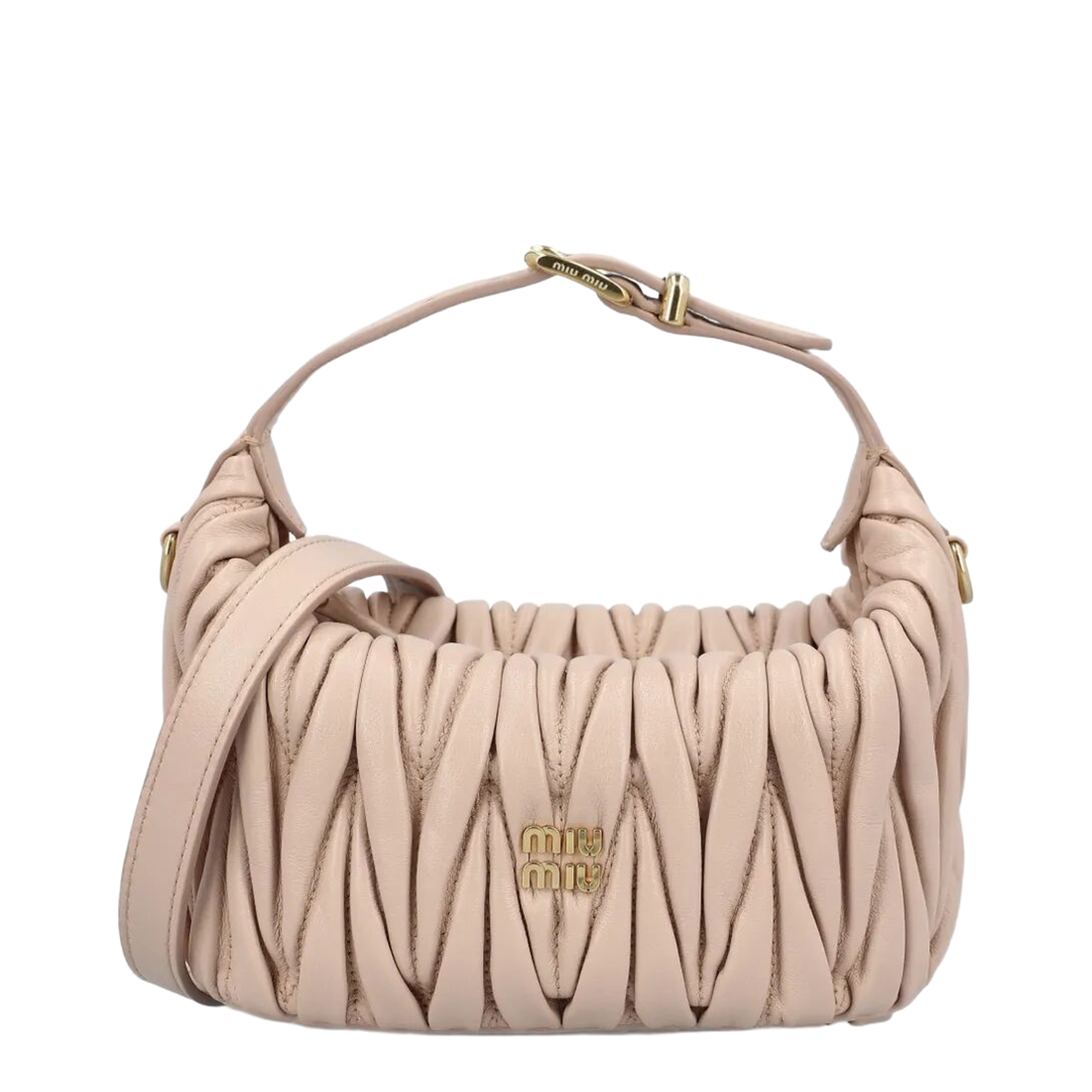 Matelassé Nappa Leather Pouch - Cipria - Image 4