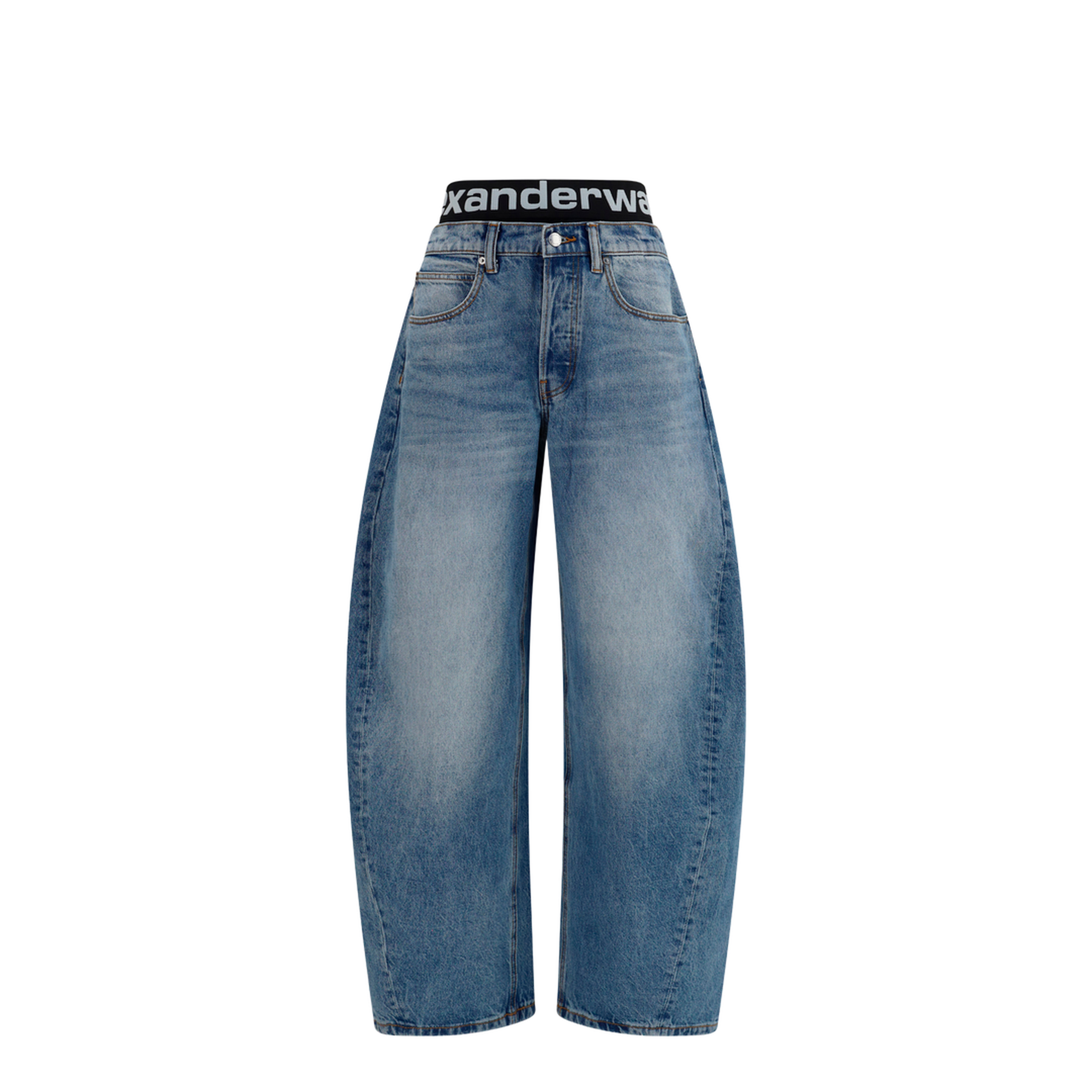 Layered Belt Logo-Waist Jeans - Image 1