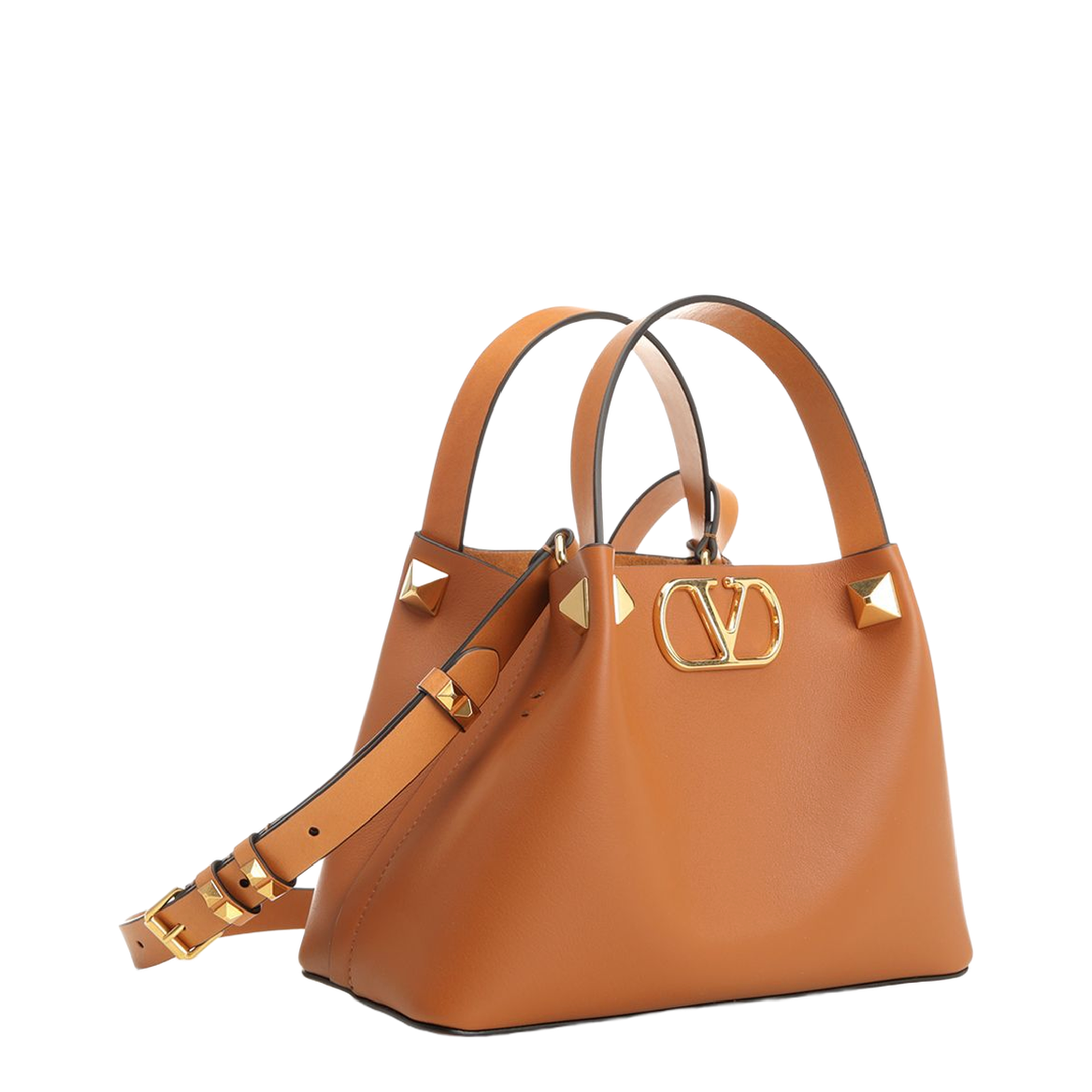 VLogo Signature Small Calfskin Shopping Bag - Caramel/Brown - Image 2
