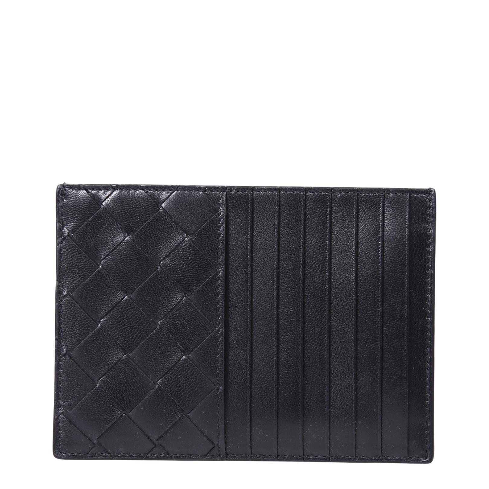 Intrecciato Leather Card Holder - Black - Image 1