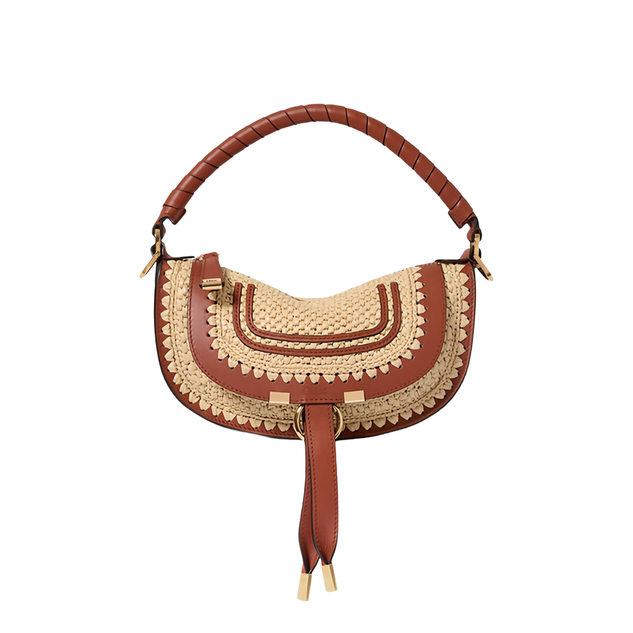 Marcie Mini Raffia-Effect Shoulder Bag - Clay Brown - Image 1