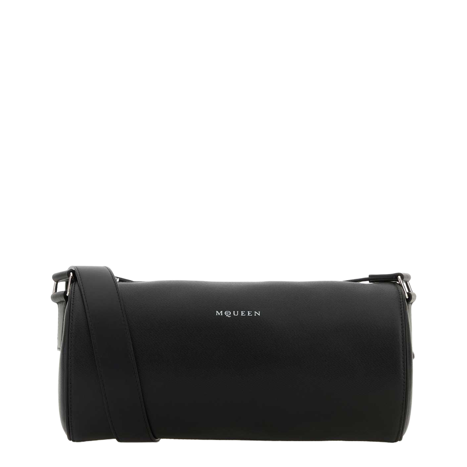 Black Leather McQueen Roller Crossbody Bag - Image 1