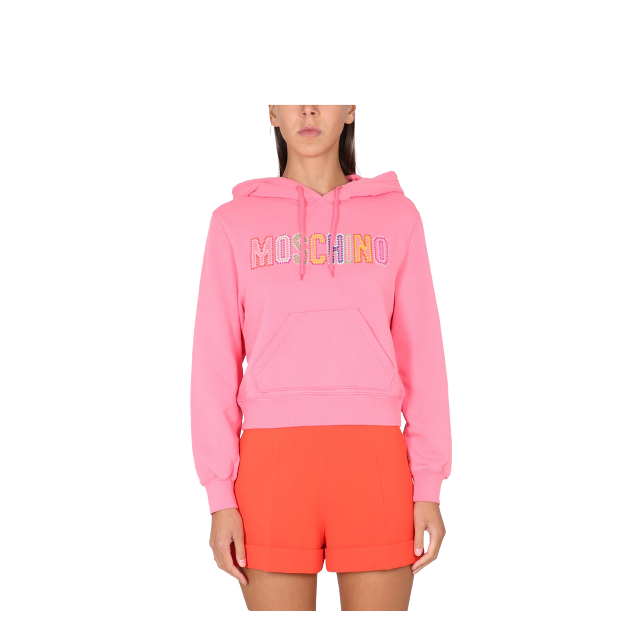 Fantasy Print Fucsia Embroidered-Logo Hooded Sweatshirt - Image 1