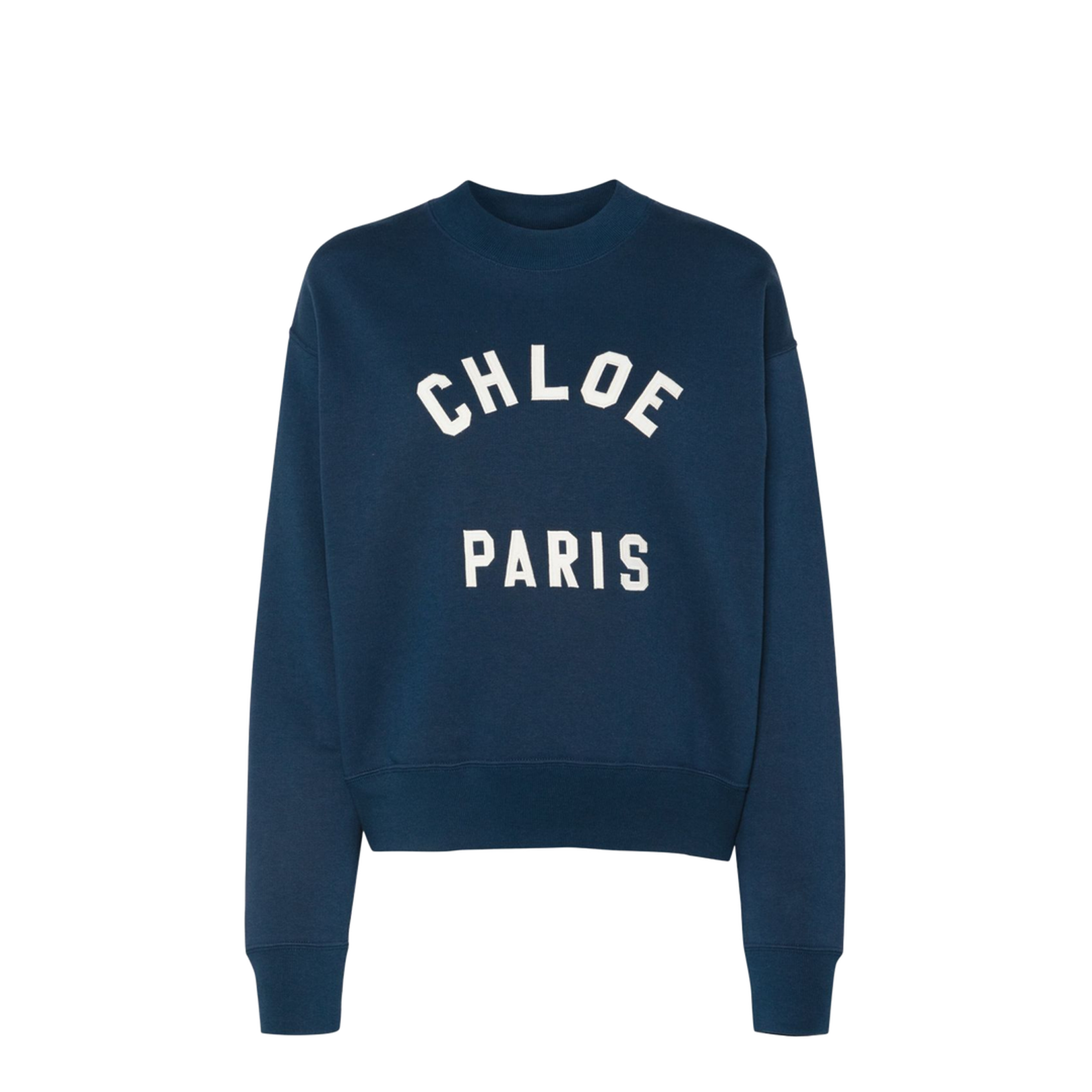 Mock-neck logo sweater in cotton fleece - Image 1