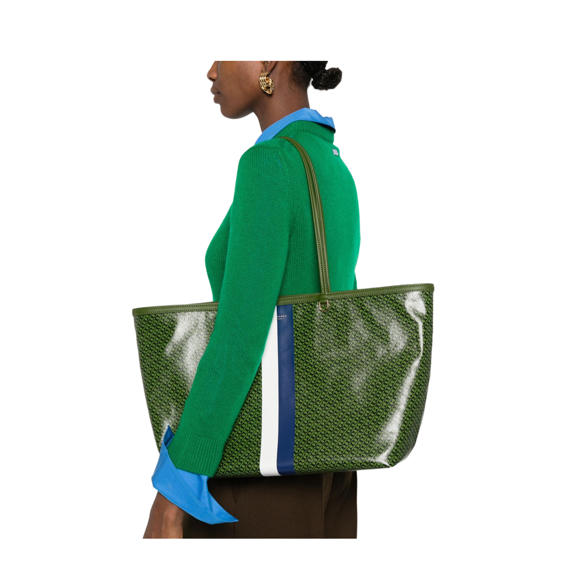 Racer Coated Canvas Tote - Green - Image 4