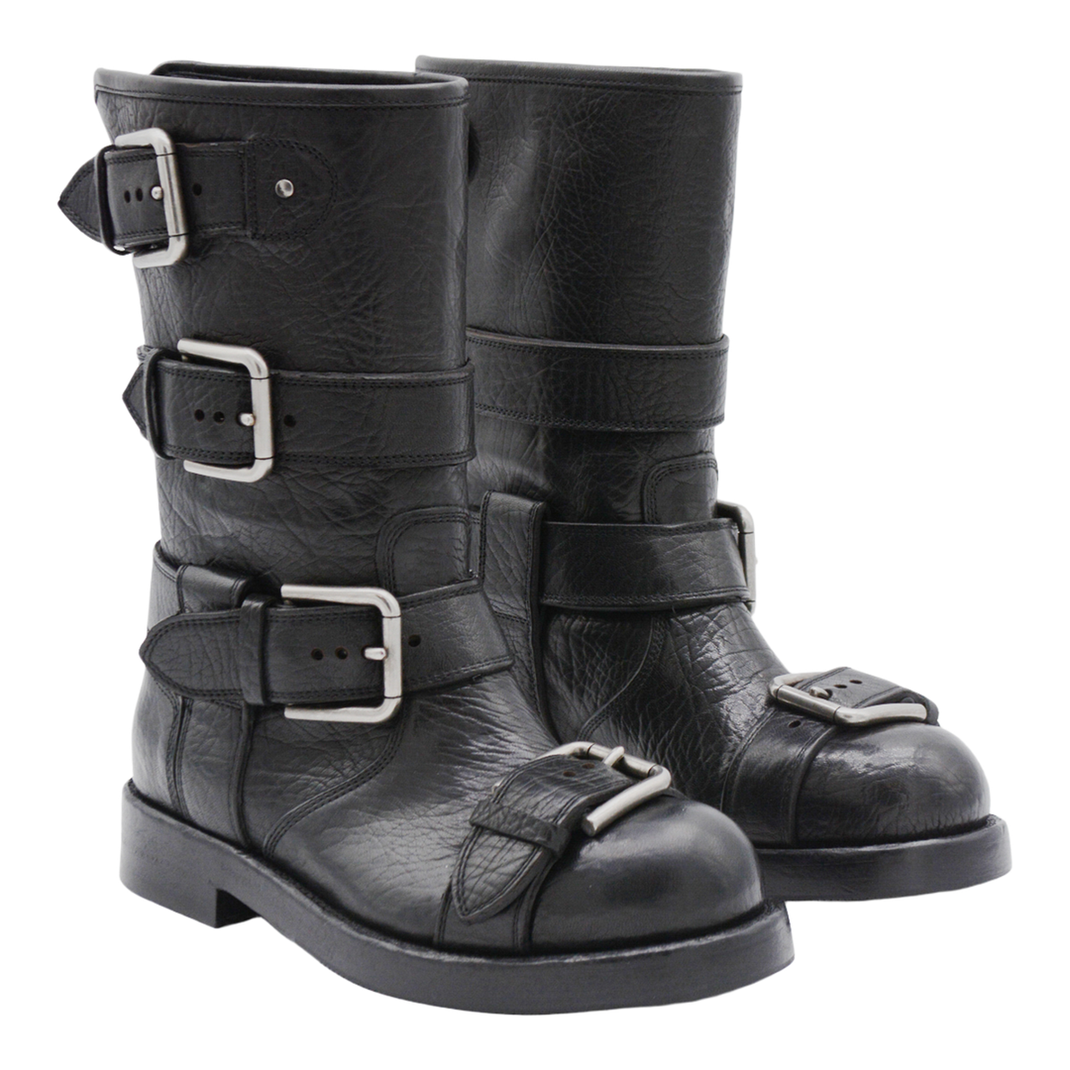 Black leather boots with straps - Image 4