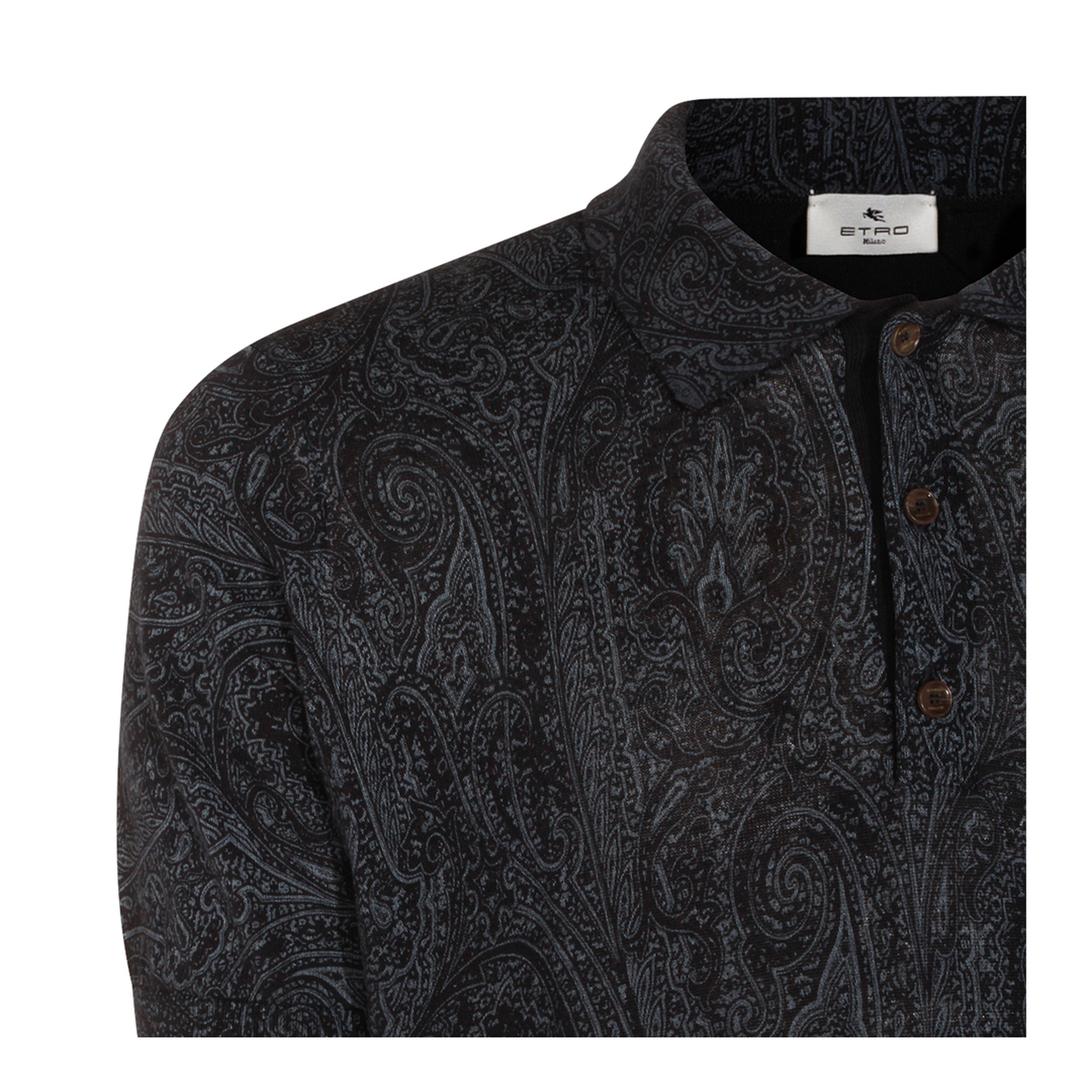 Men's Pattern Polo Shirt Blue - Image 5