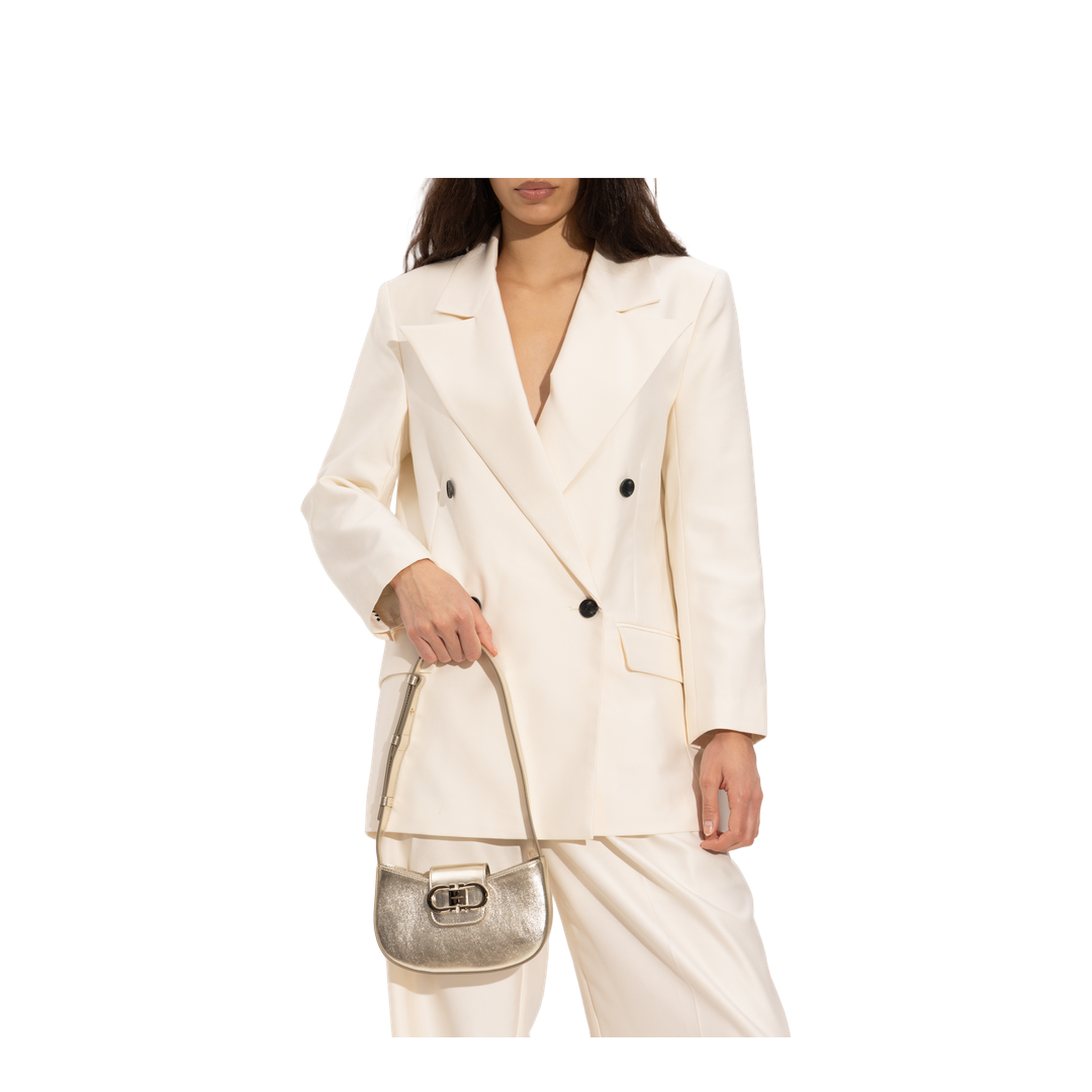 Double Gancini Mini Leather Shoulder Bag - Champagne - Image 2