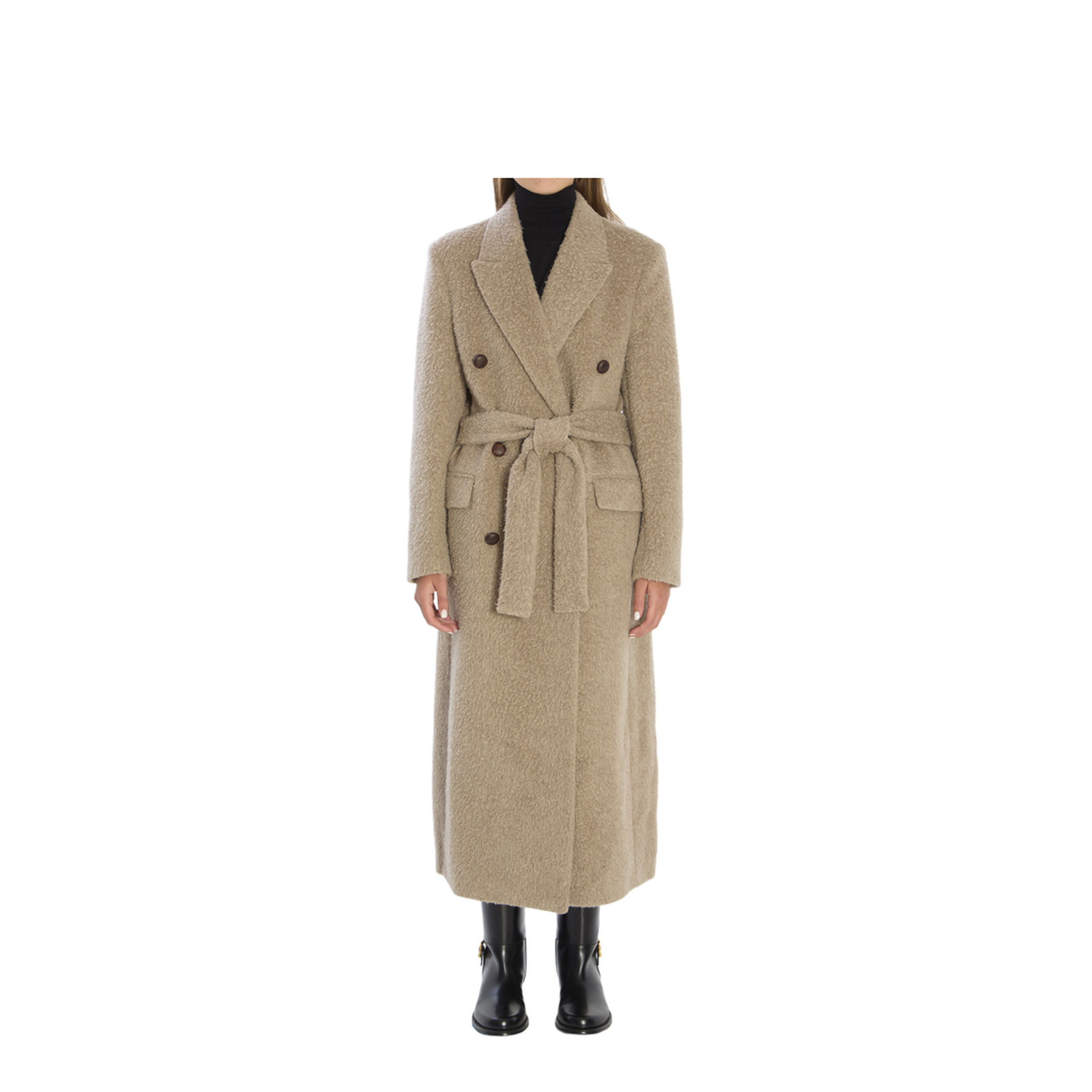 Greige Double-Breasted Coat - Image 1
