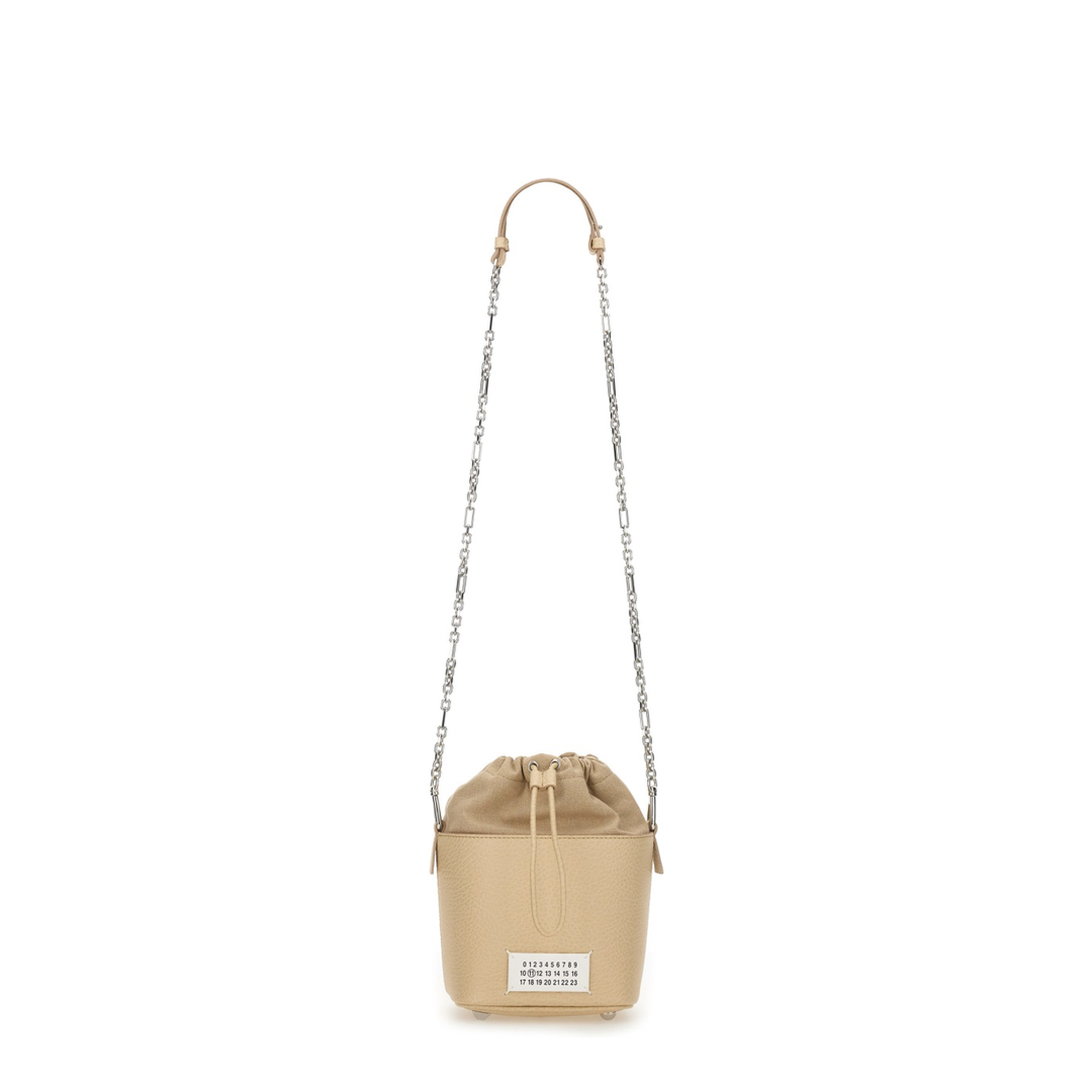 5AC Small Calf Leather Drawstring Bucket Bag - Taupe Brown - Image 4