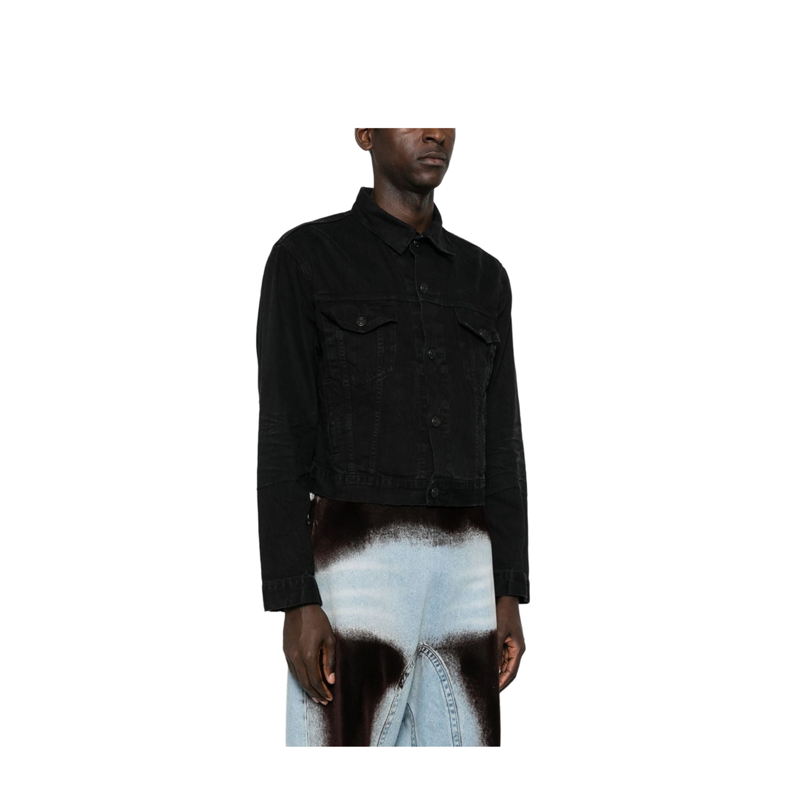 Black Cotton Denim Shirt - Image 4