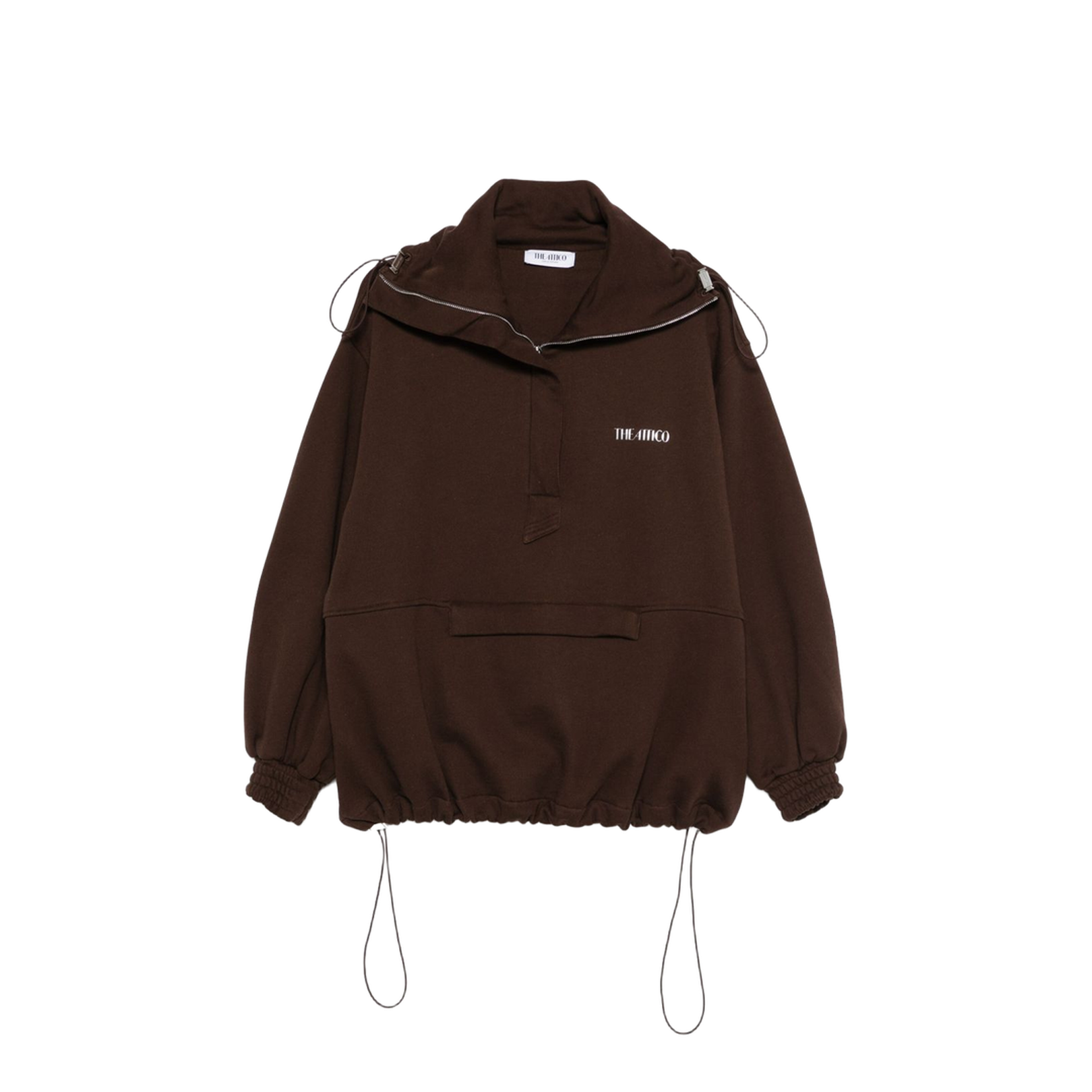 Brown Cotton Anorak Sweatshirt - Image 1