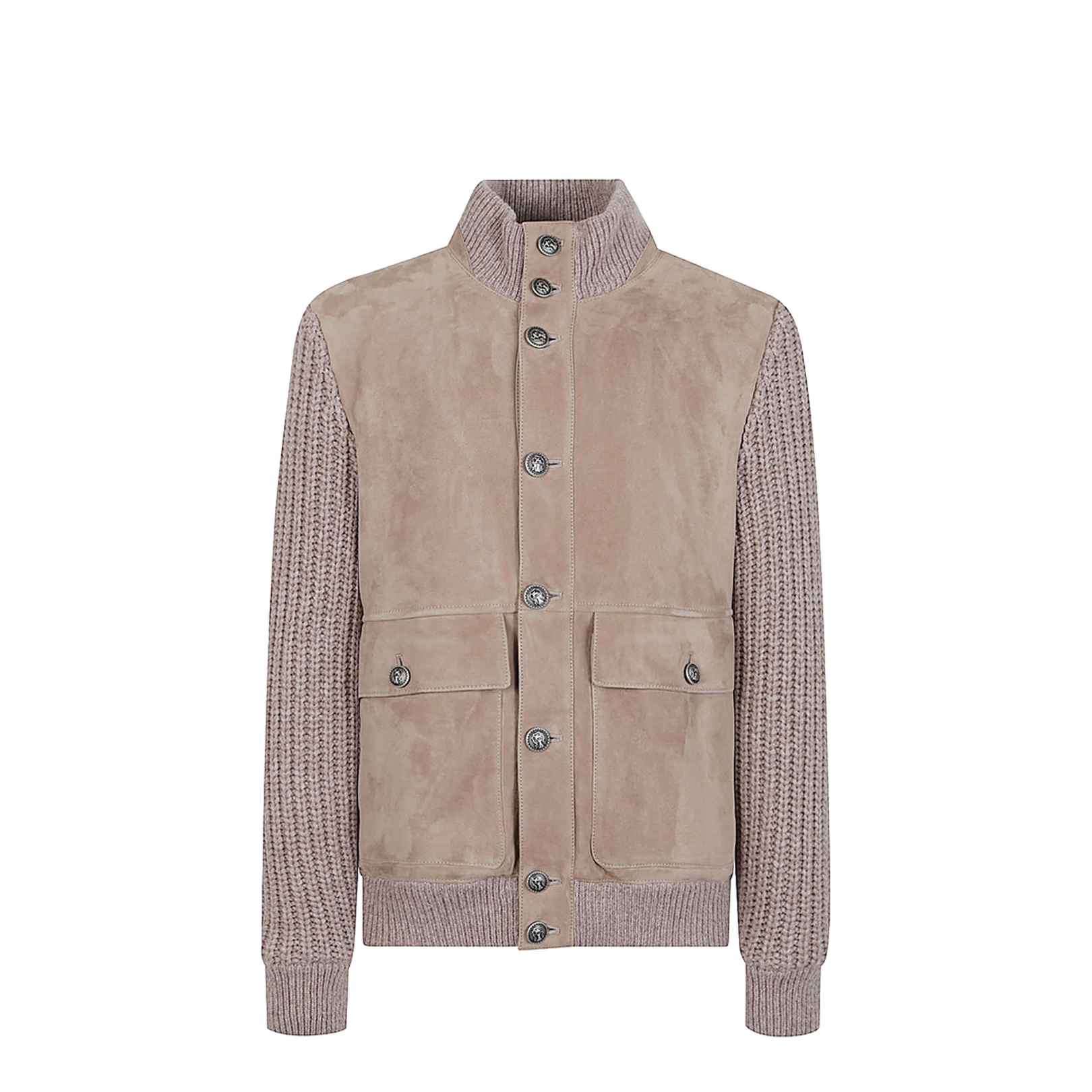 Beige Suede Bomber Jacket - Image 1