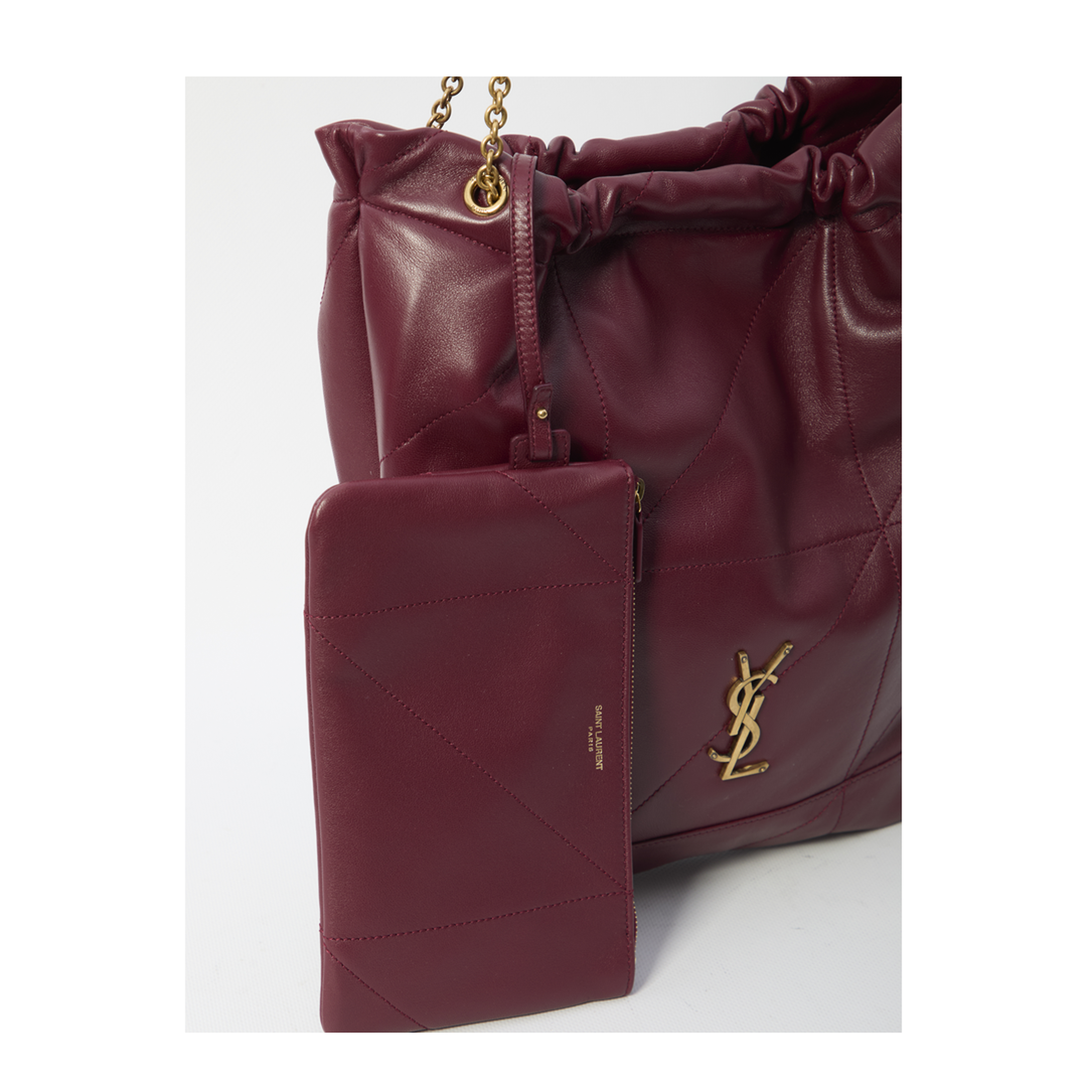 Jamie Pochon Lambskin Shoulder Bag - Rouge Merlot - Image 4