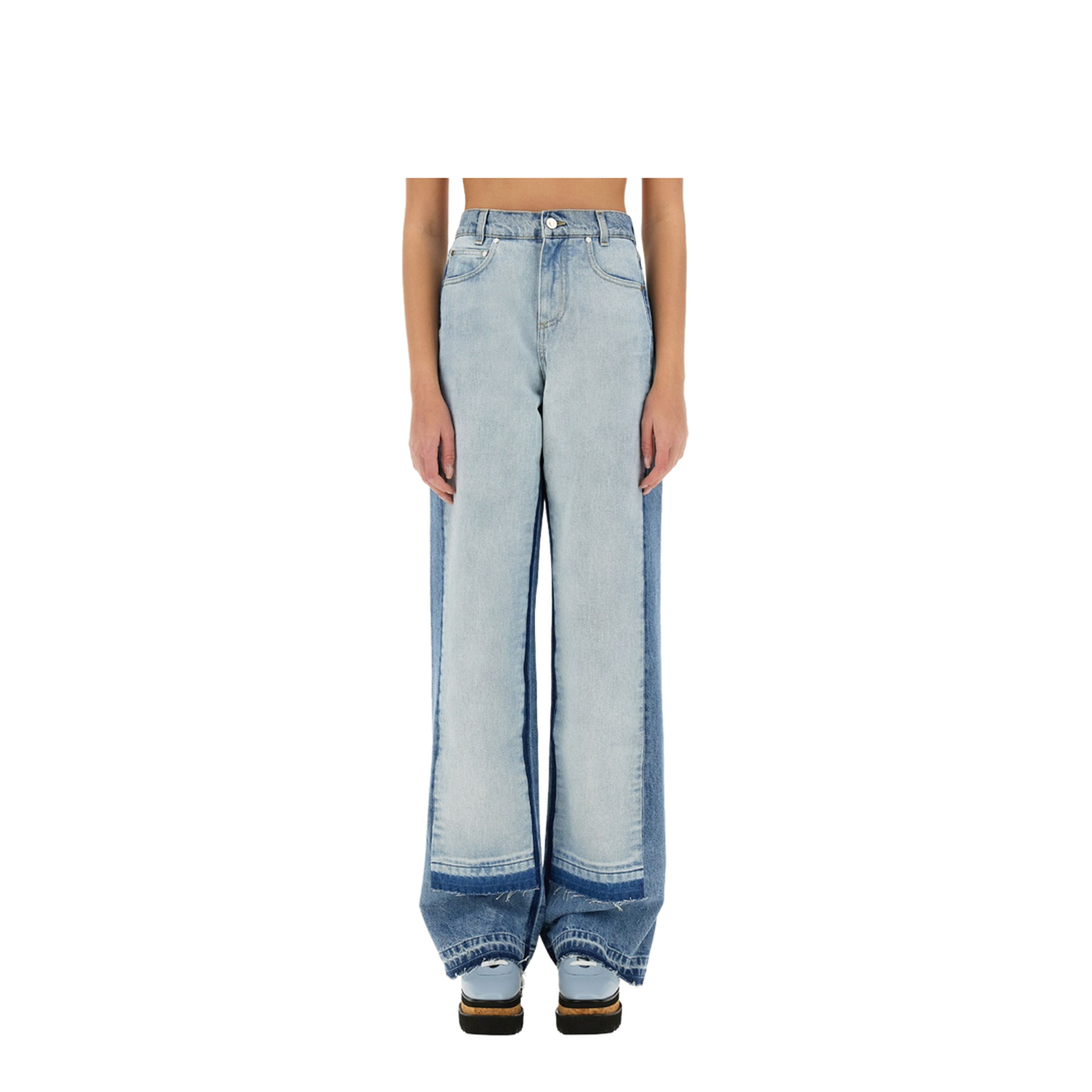 Straight-Leg Jeans with Contrasting Panels - Image 1