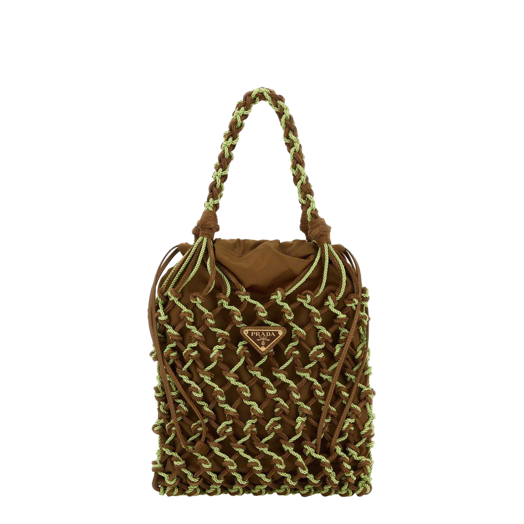 Noué Small Leather and Fabric Handbag - Cacao/Prato - Image 1