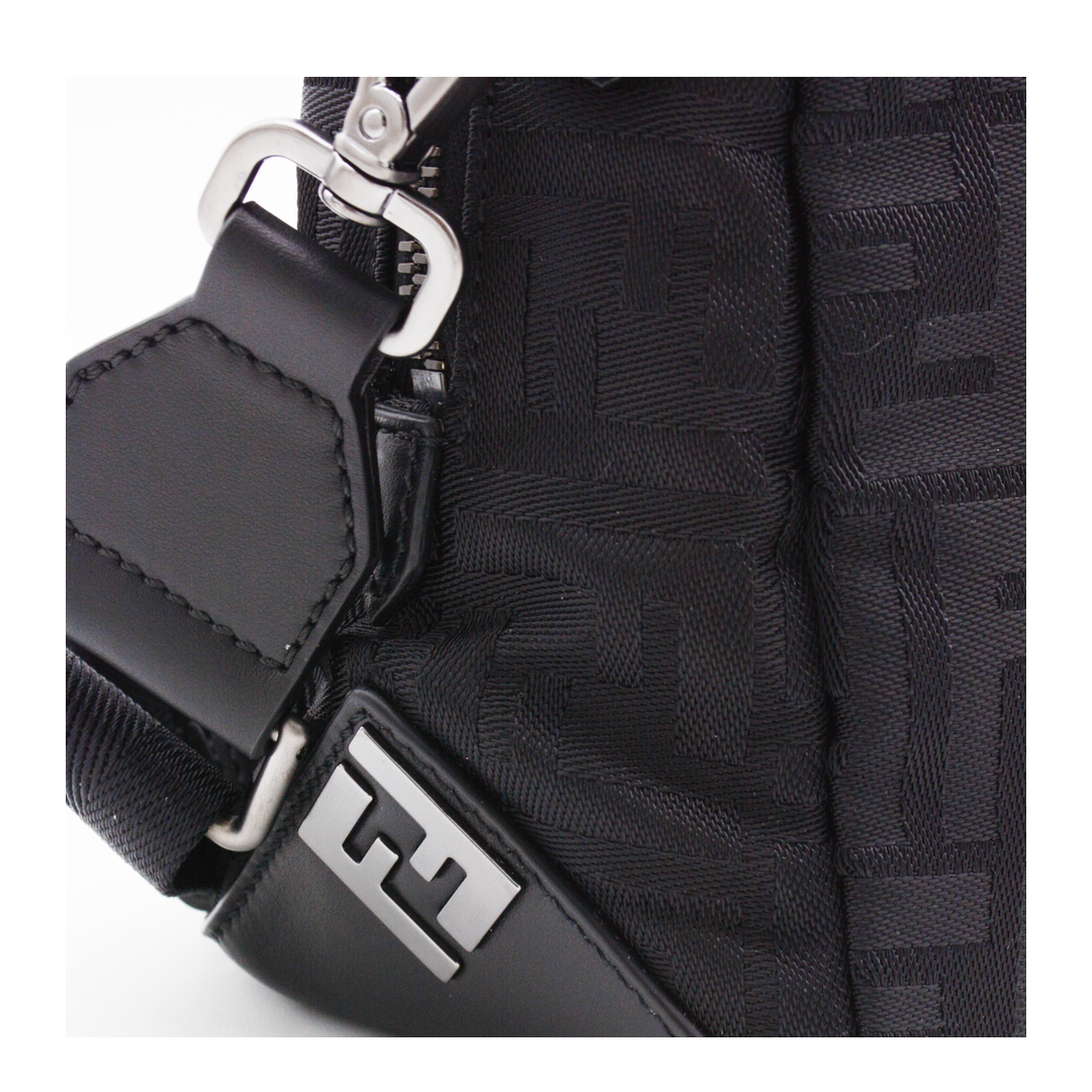 Lui Medium Nylon & Calf Leather Shoulder Bag - Black - Image 10