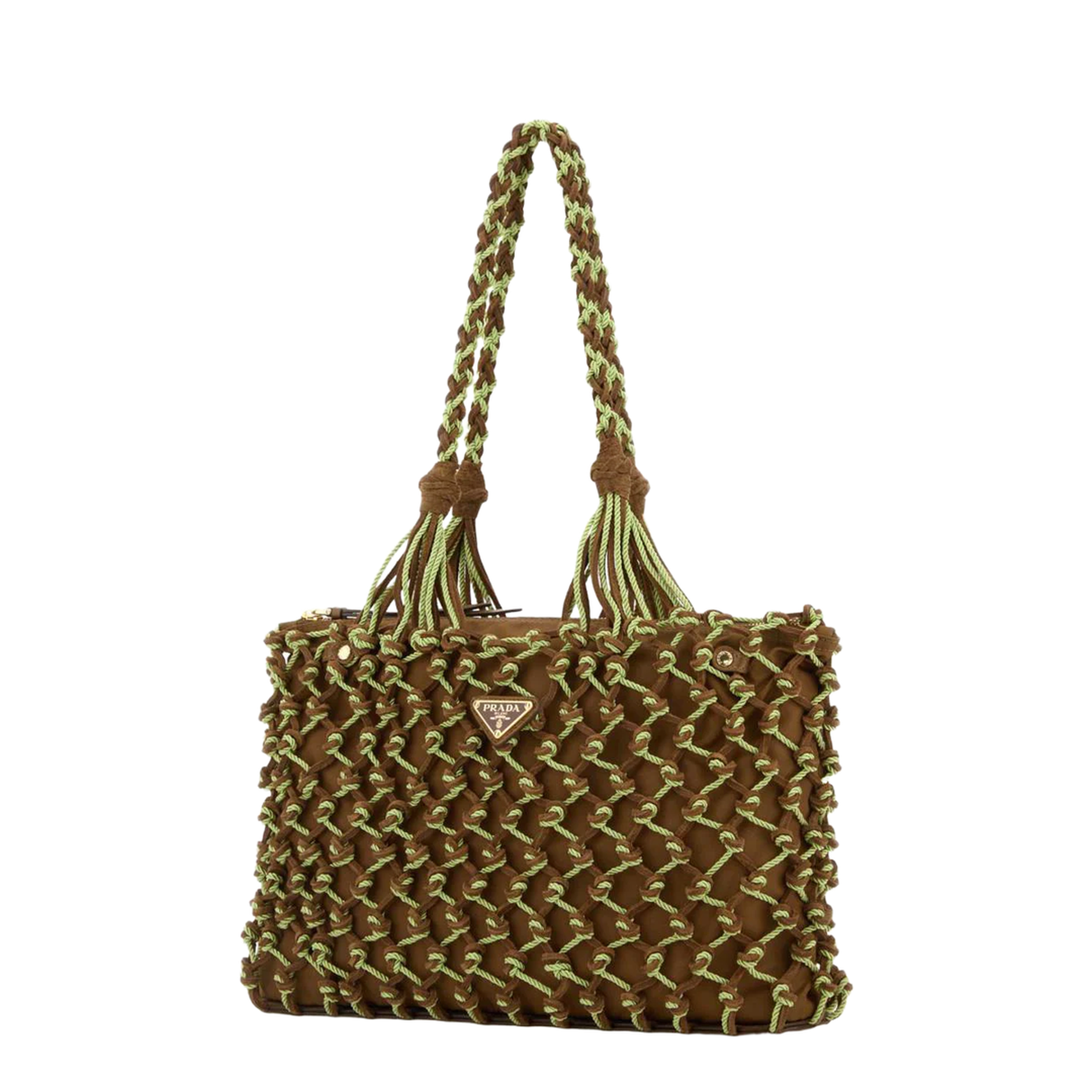 Two-Tone Mesh Shopping Bag - Cacao/Prato - Image 2