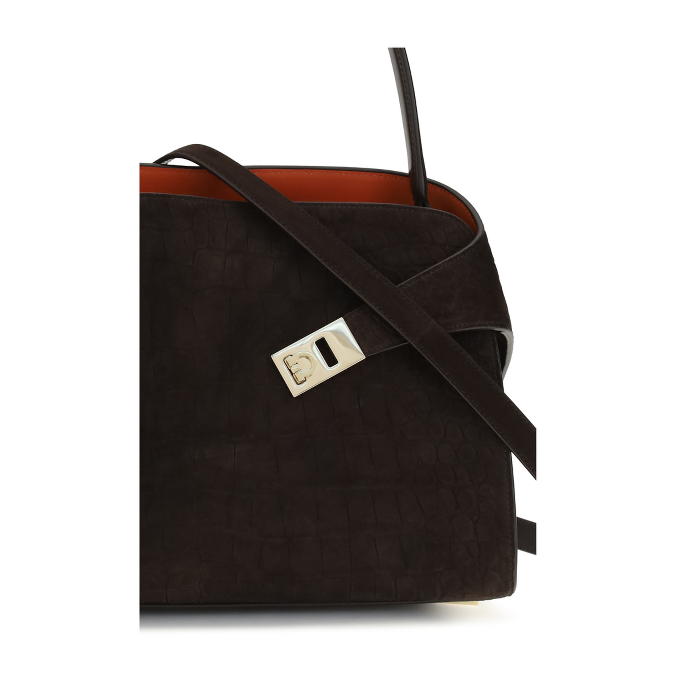 Hug Soft Medium Goat Skin & Calf Suede Shoulder Bag - Dark Brown - Image 4
