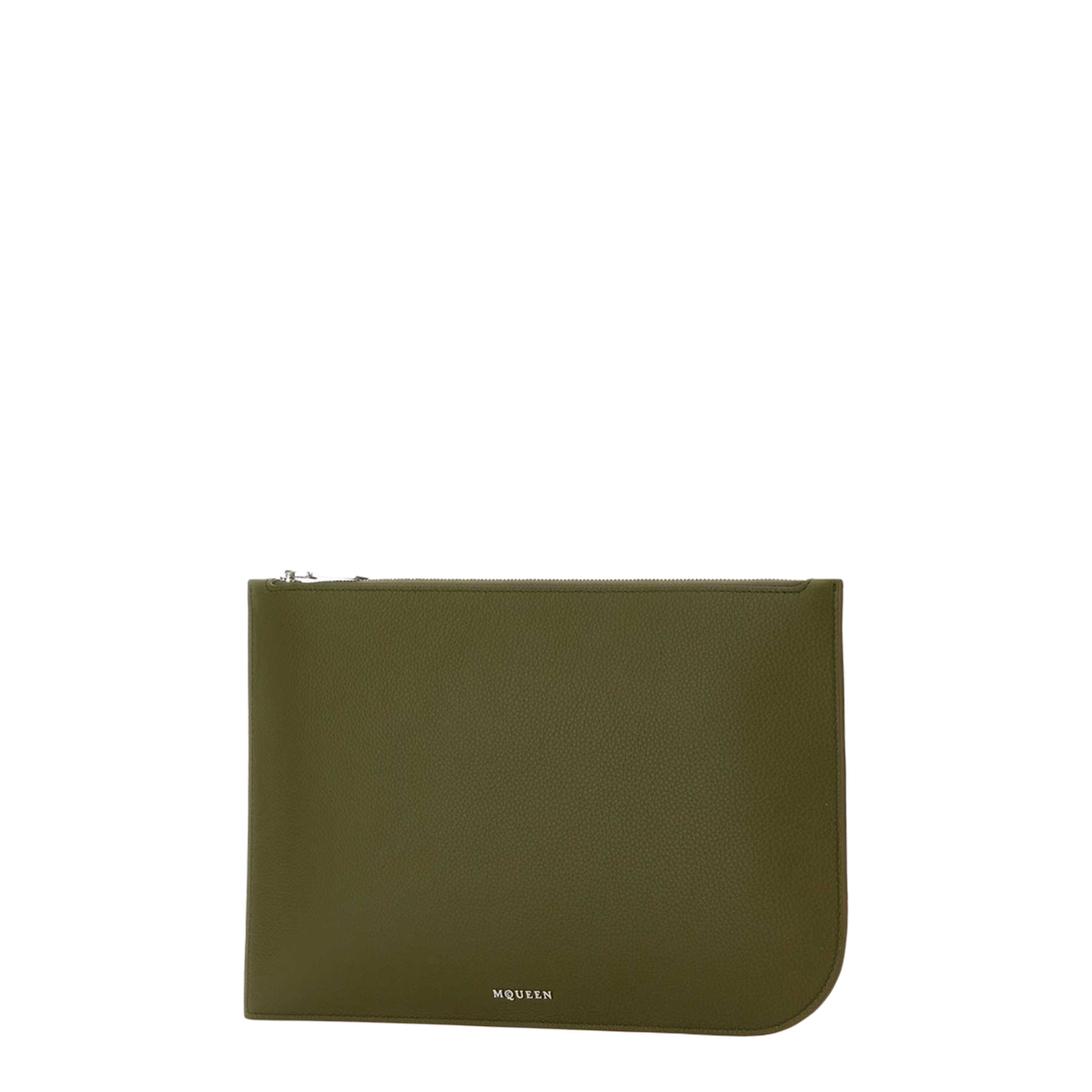 Olive Green Leather Large Sling Pouch - Image 2