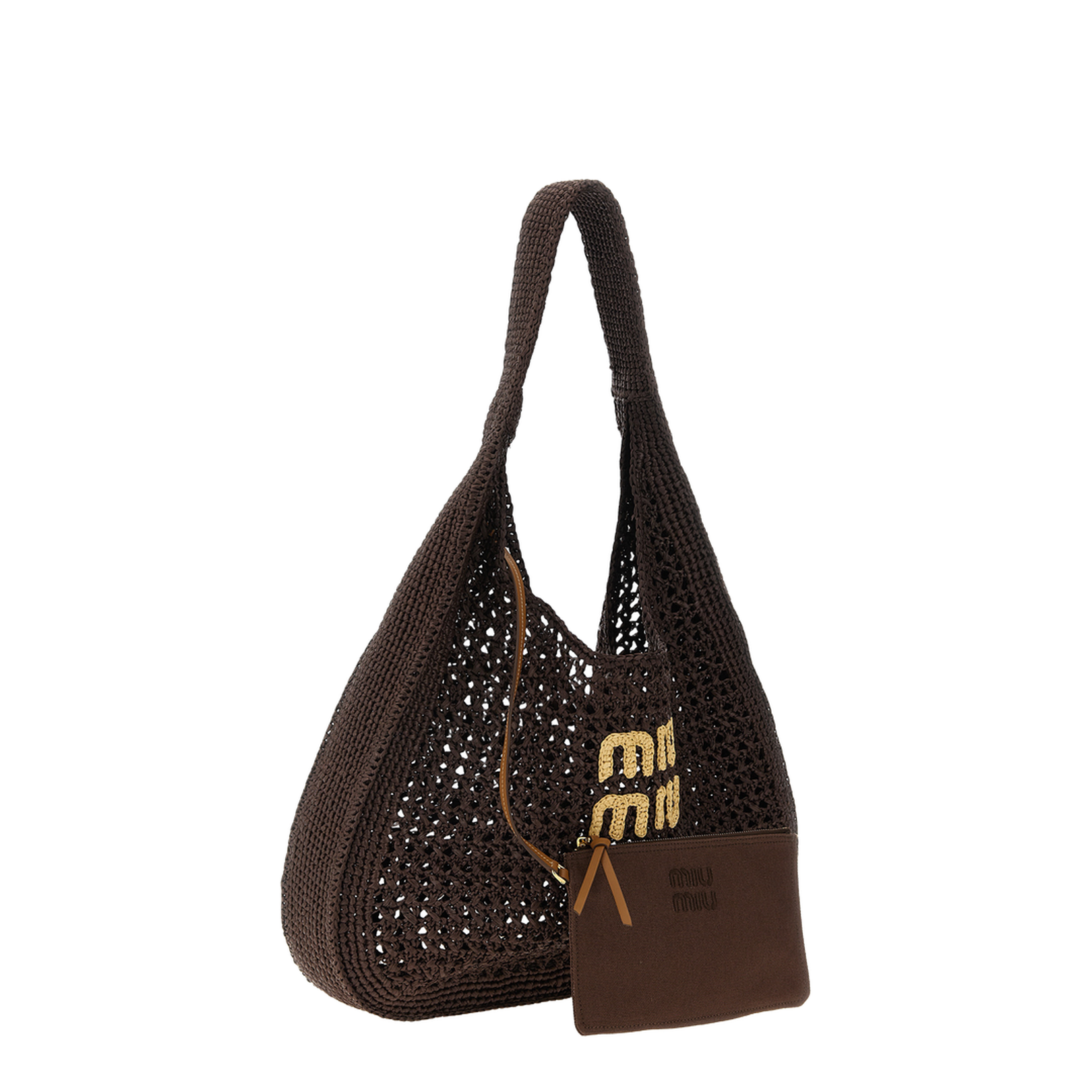 Cocoa Brown Raffia-Effect Woven Hobo Bag - Image 4