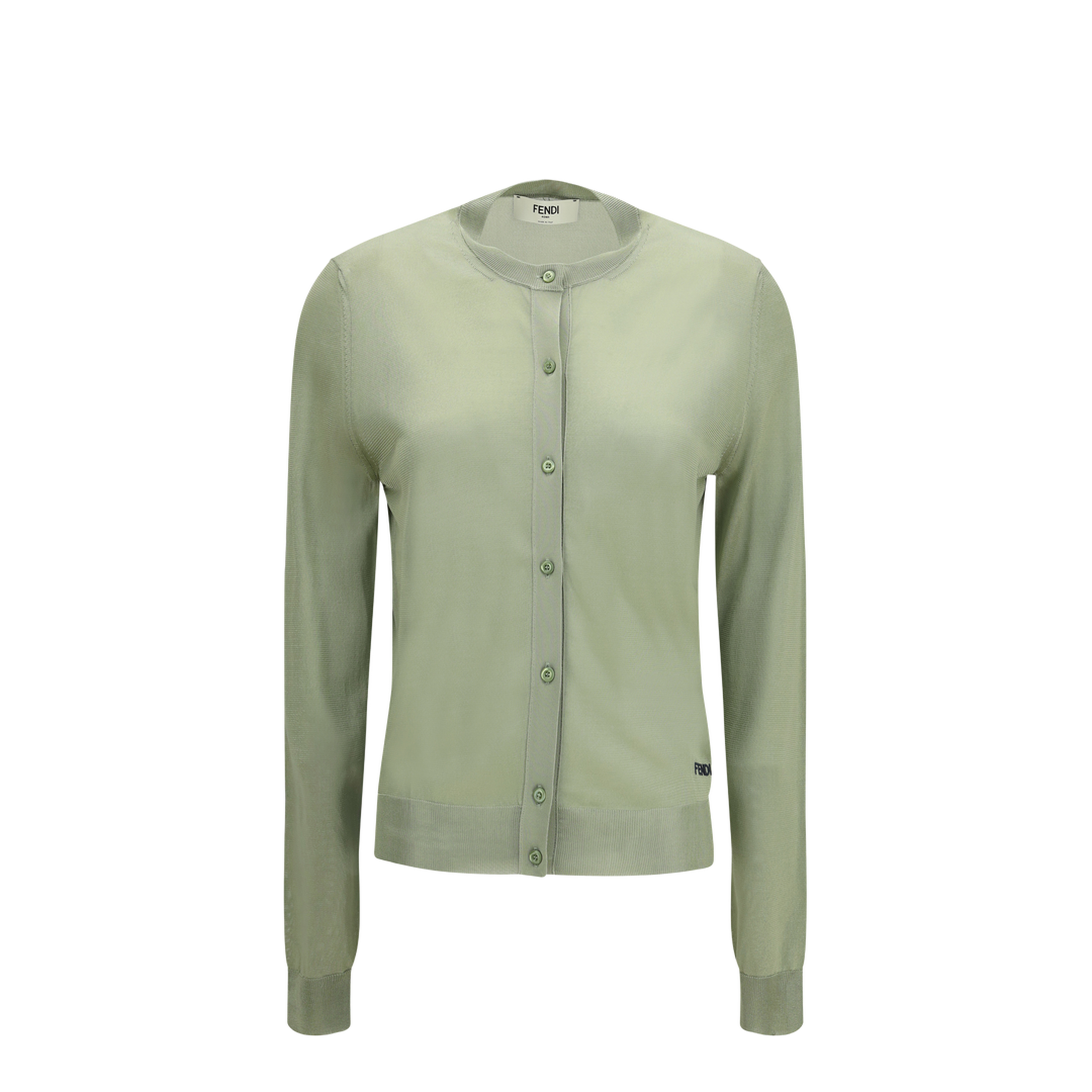 Cardigan Crewneck in Viscose with Embroidered Logo - Image 1