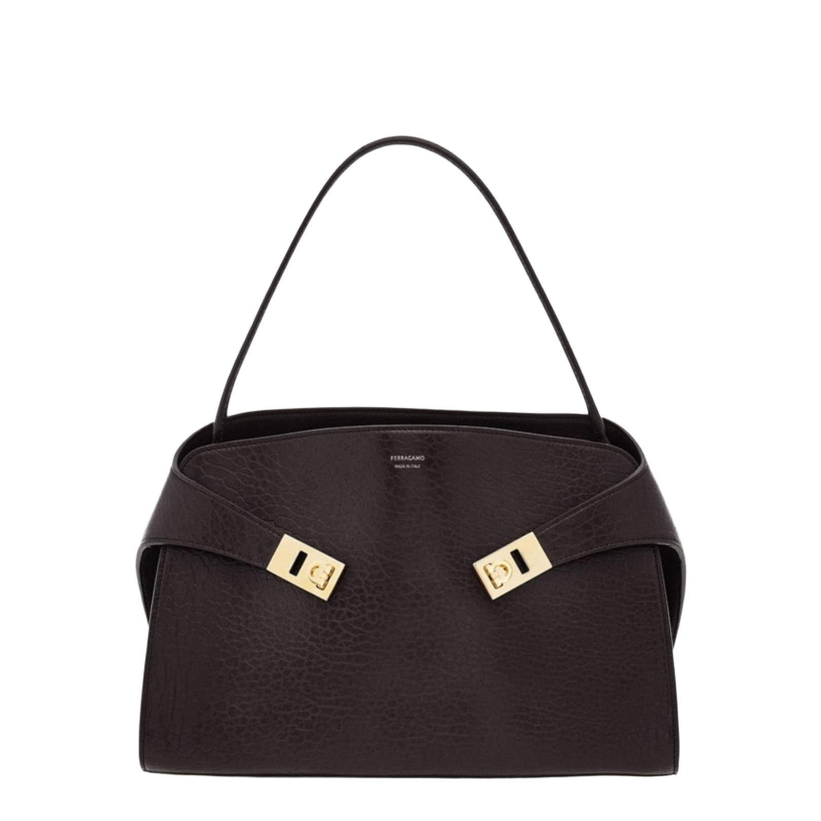 Dark Brown Leather Medium Hug Soft Shoulder Bag - Image 1
