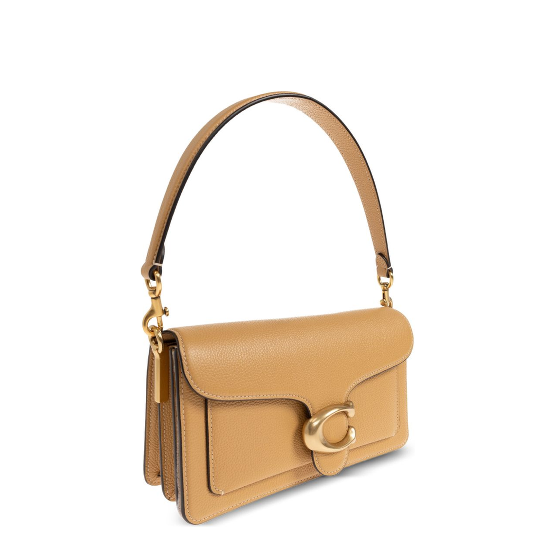 Tabby 26 Polished Pebble Leather Shoulder Bag - Brass/Biscuit - Image 4